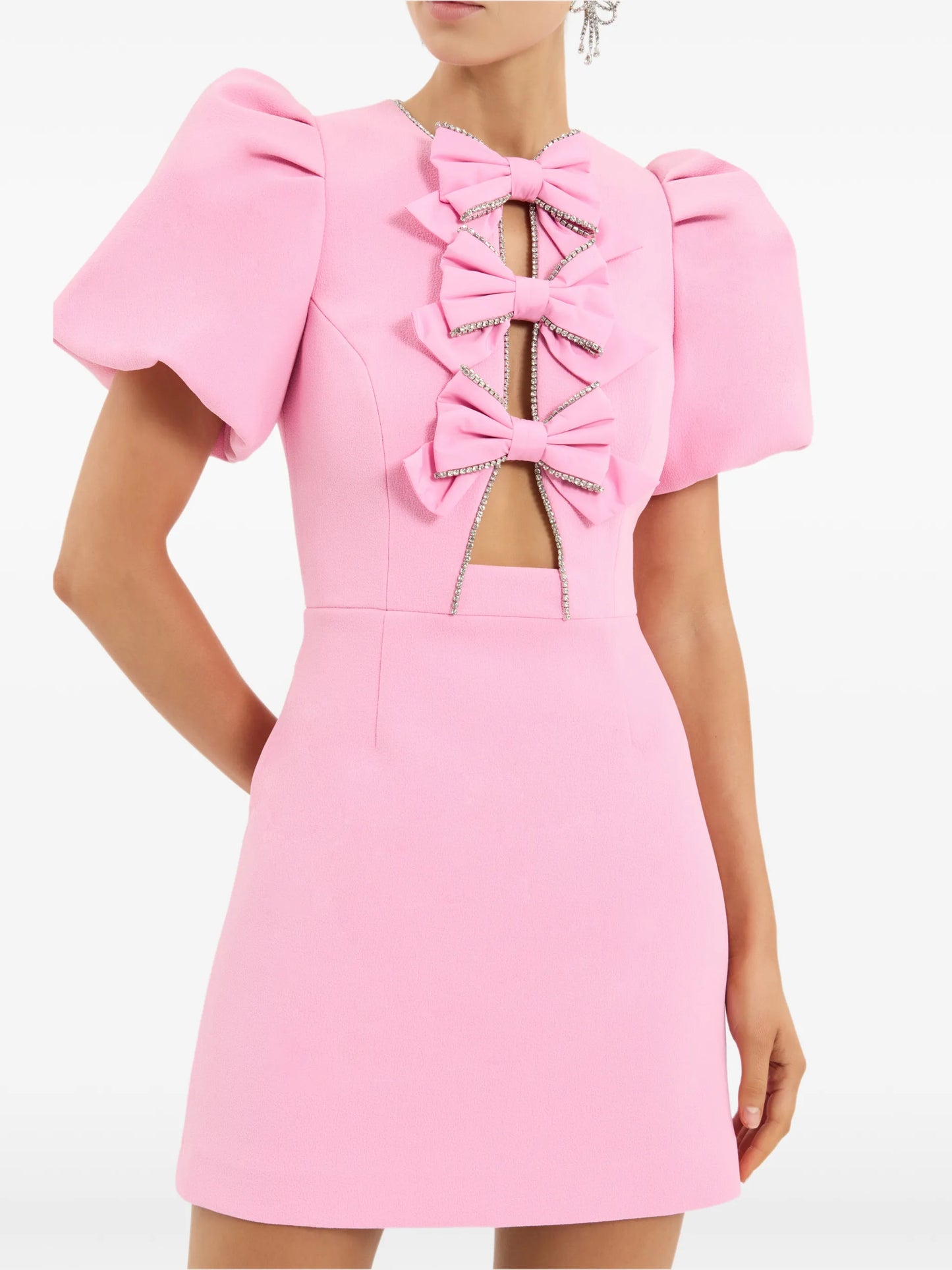bow-embellished mini dress