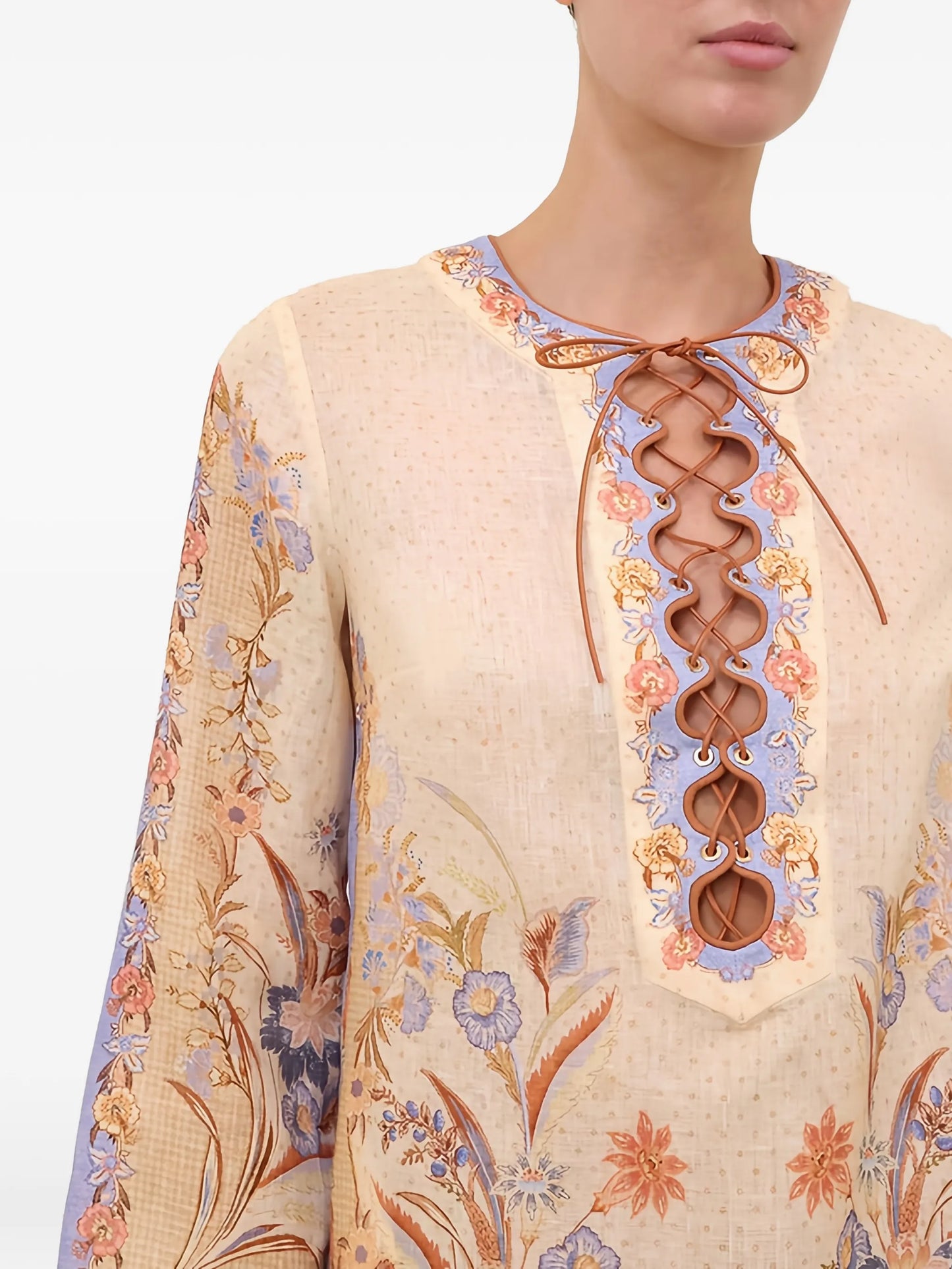 Indra lace-up tunic mini dress