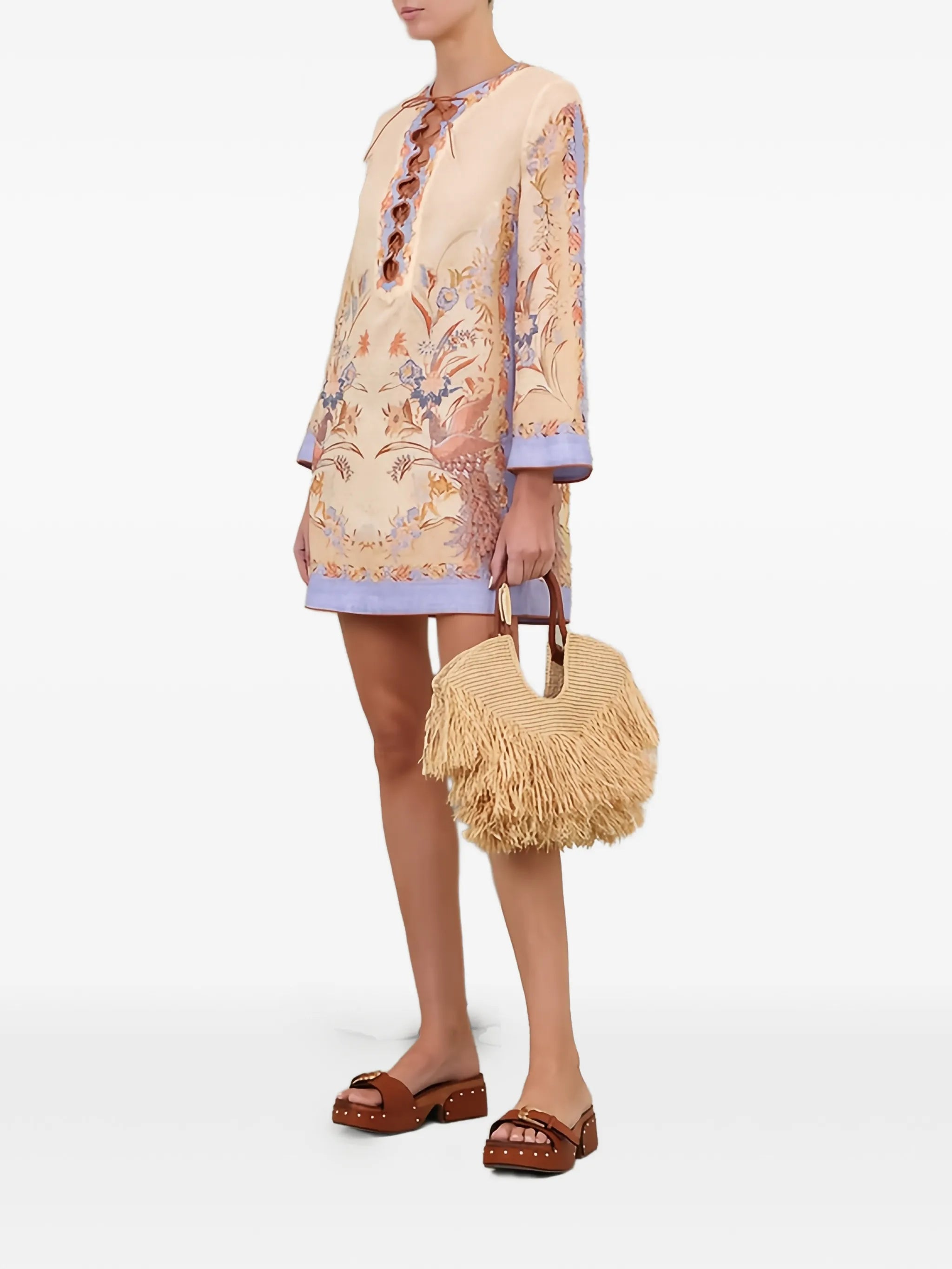 Indra lace-up tunic mini dress
