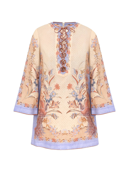 Indra lace-up tunic mini dress