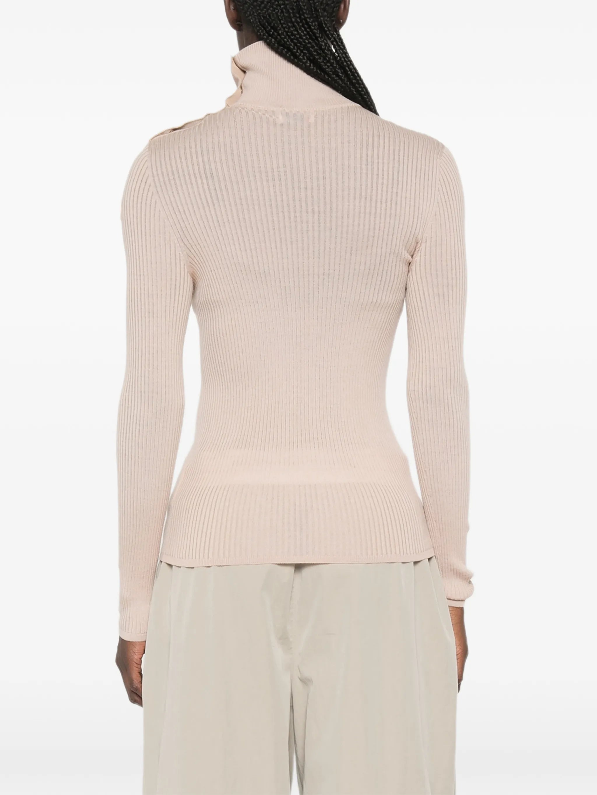 ribbed-knit button-fastening sweater