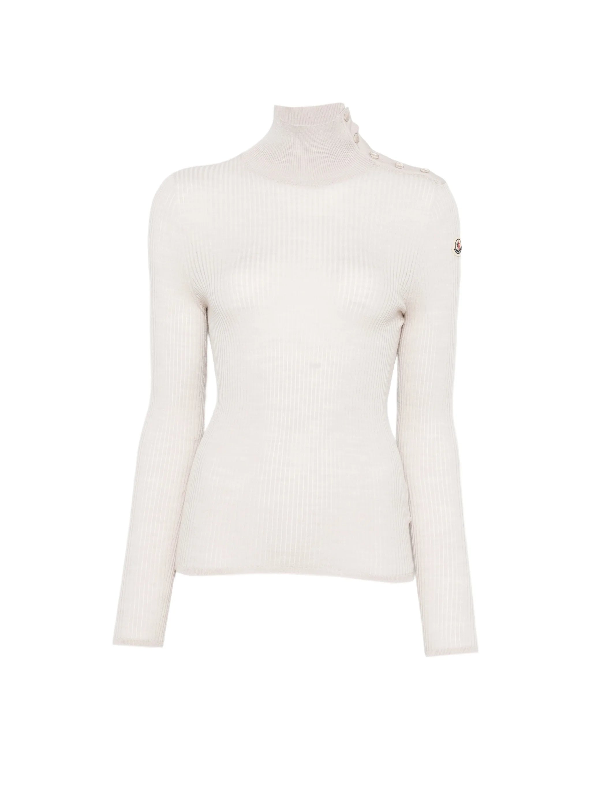 Dolcevita button-detail ribbed-knit sweater