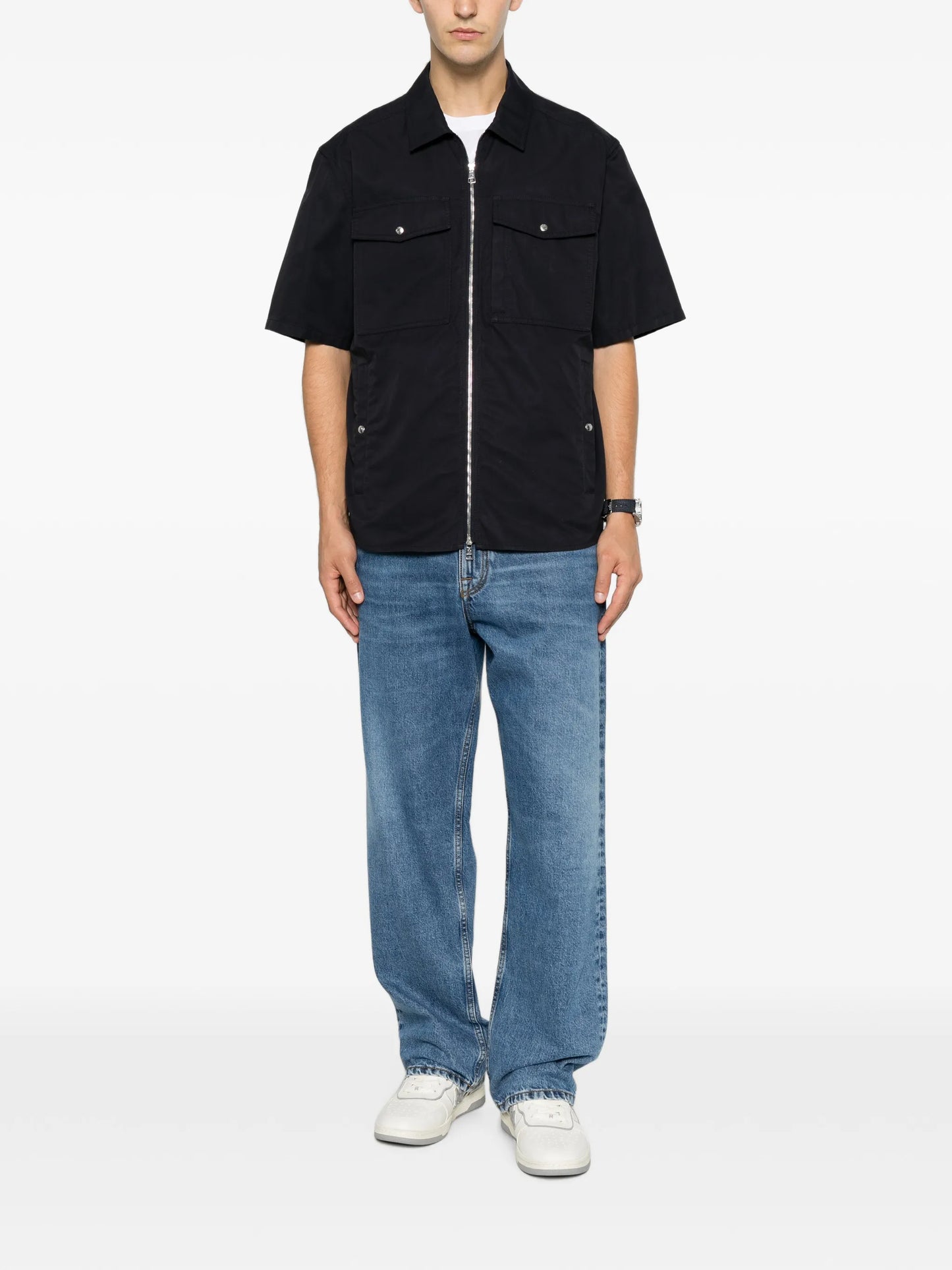 zip-up short-sleeve overshirt
