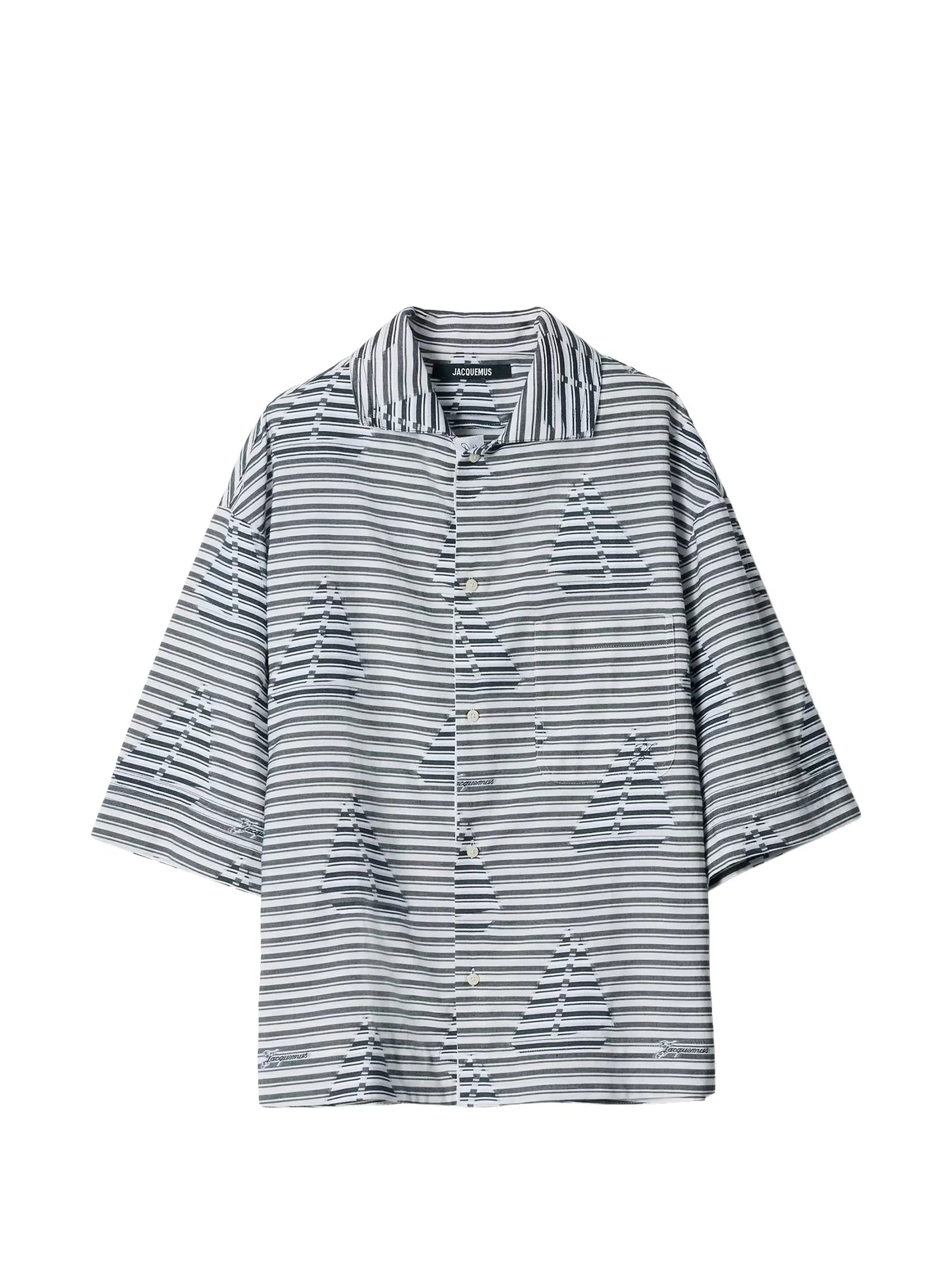sail-print striped shirt