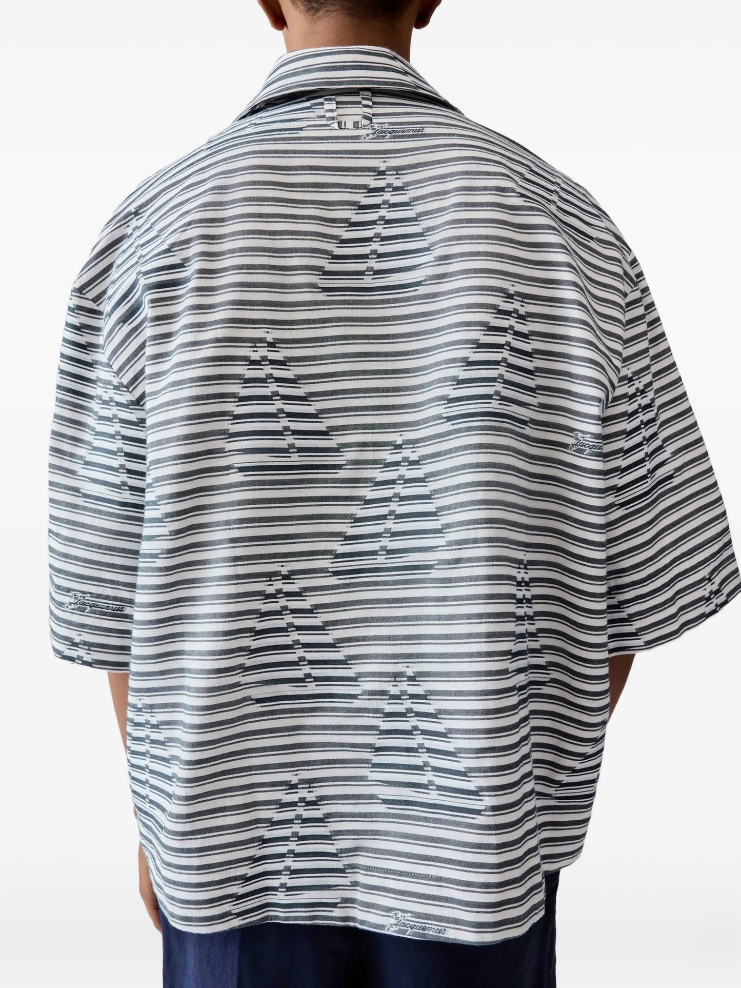sail-print striped shirt