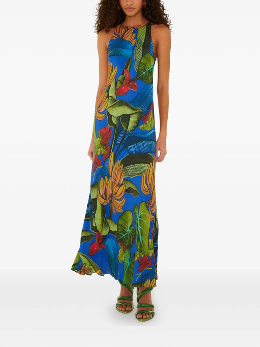 tropical-print maxi dress