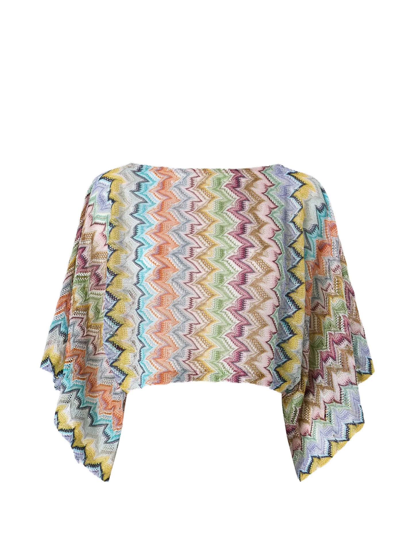 Zigzag-knit cropped beach top
