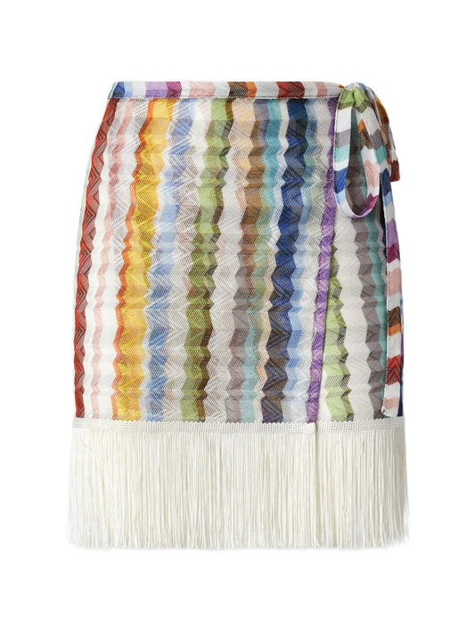 Zigzag fringe-trim skirt