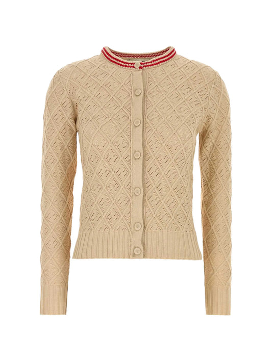 FF-monogram pointelle-knit cardigan