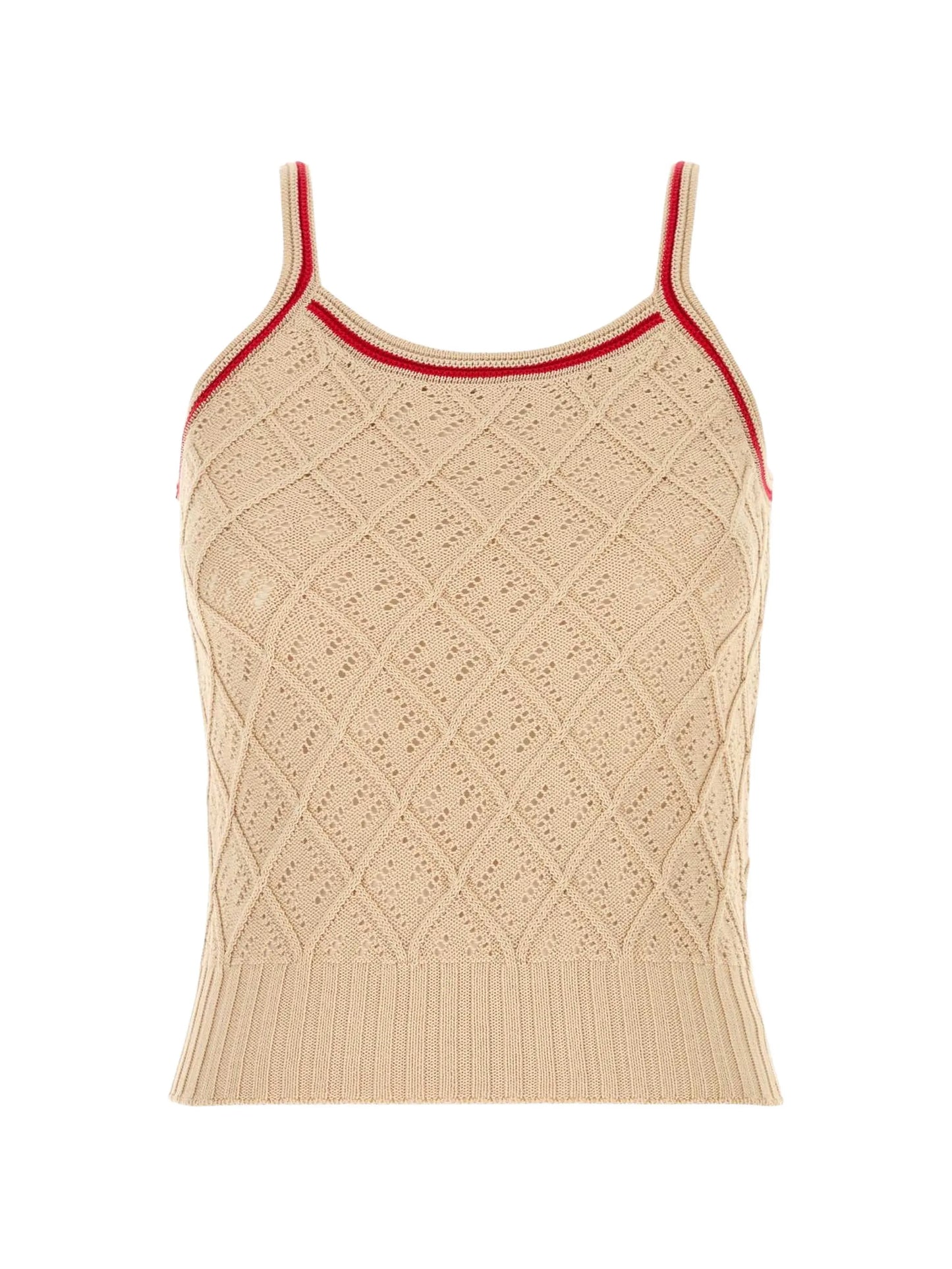 argyle-motif ribbed-trim top