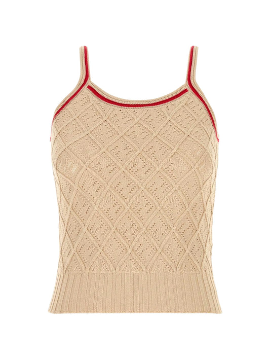 argyle-motif ribbed-trim top