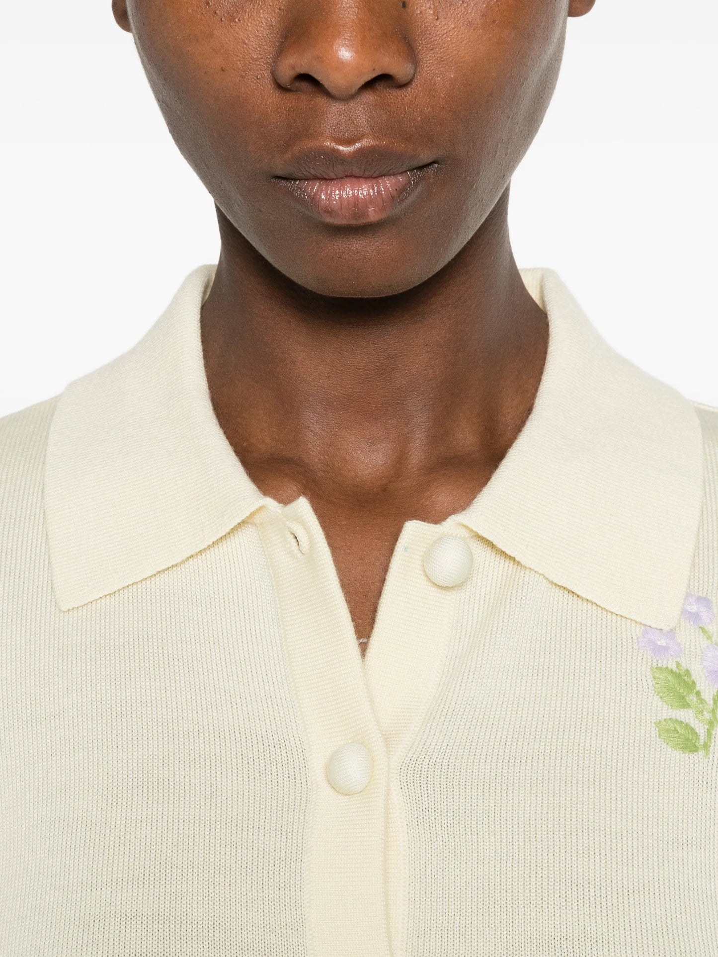 floral-embroidered button-up cardigan