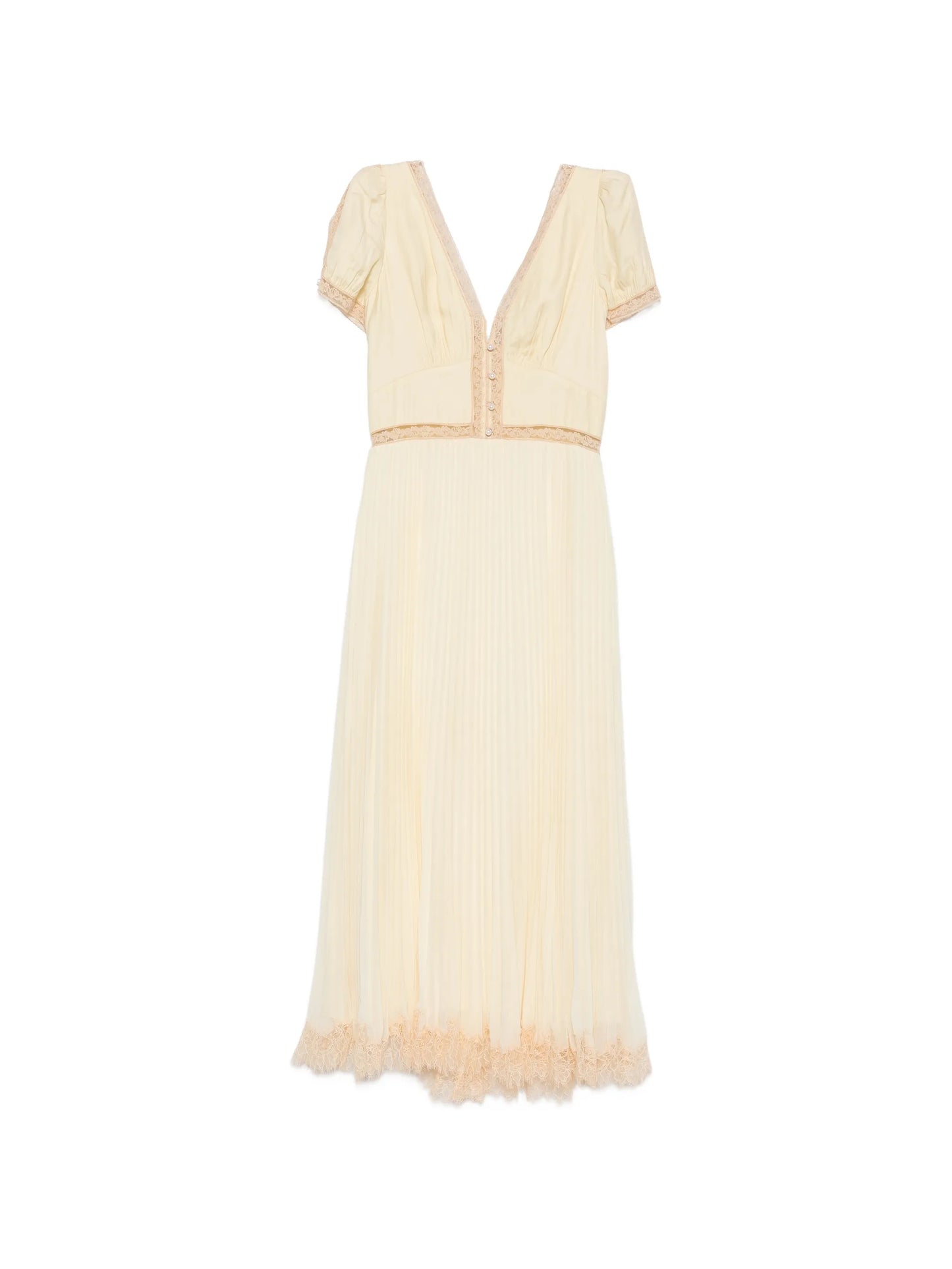 lace-trim midi dress