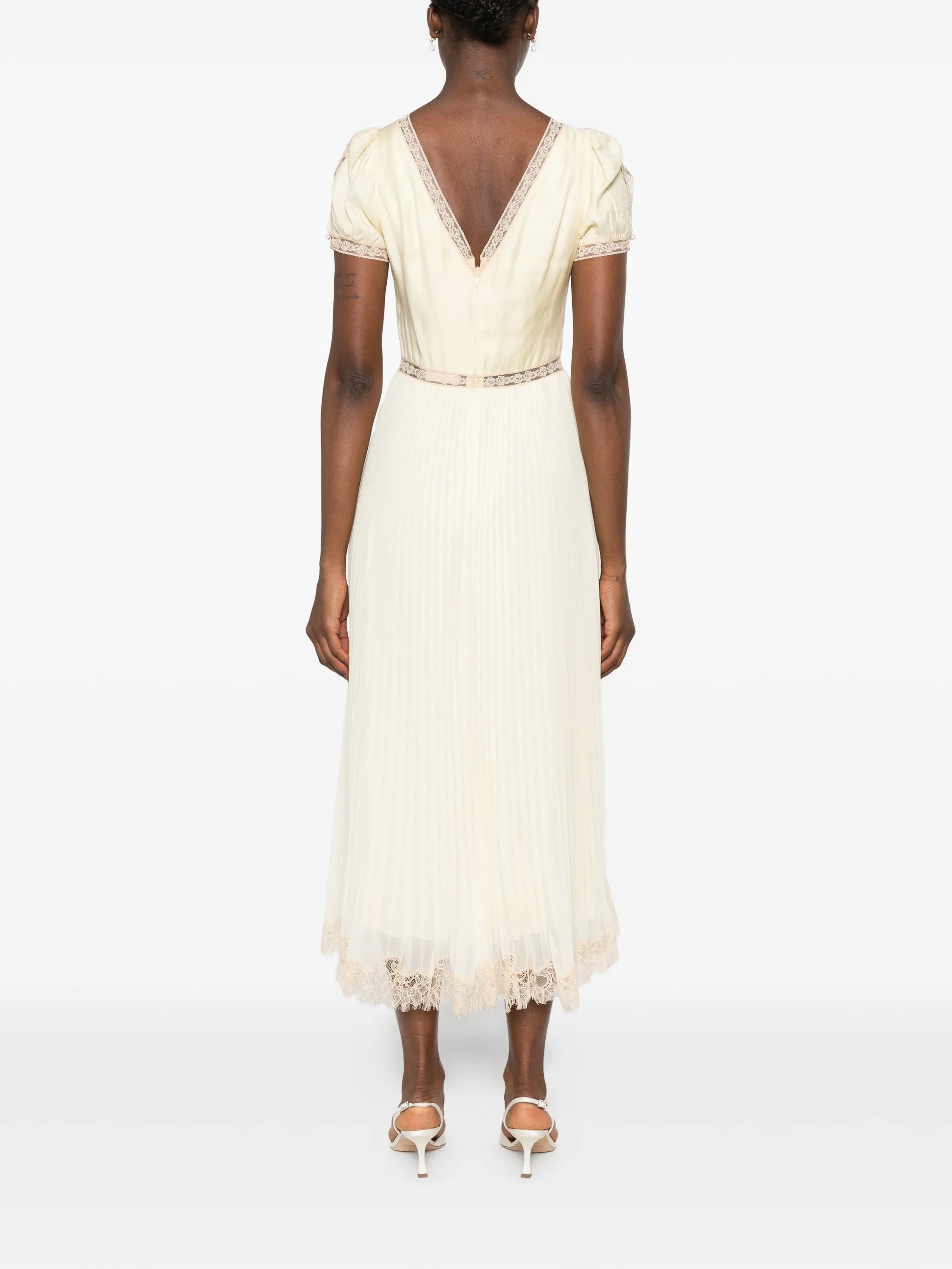 lace-trim midi dress