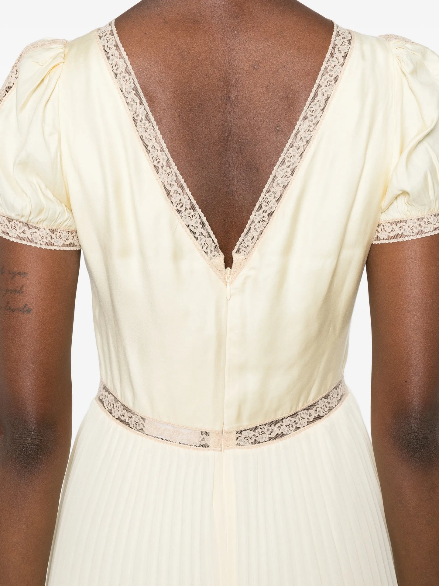 lace-trim midi dress