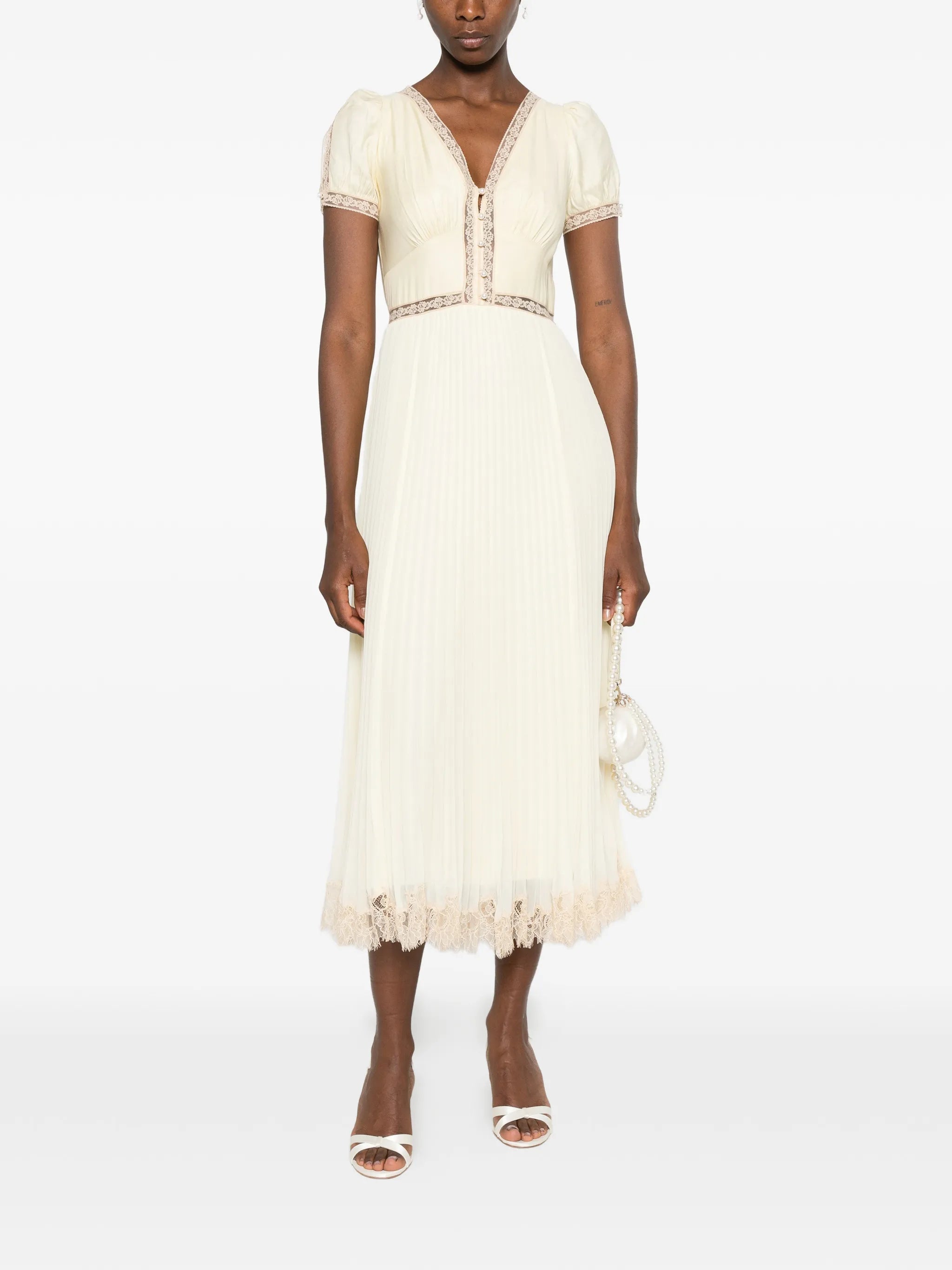 lace-trim midi dress