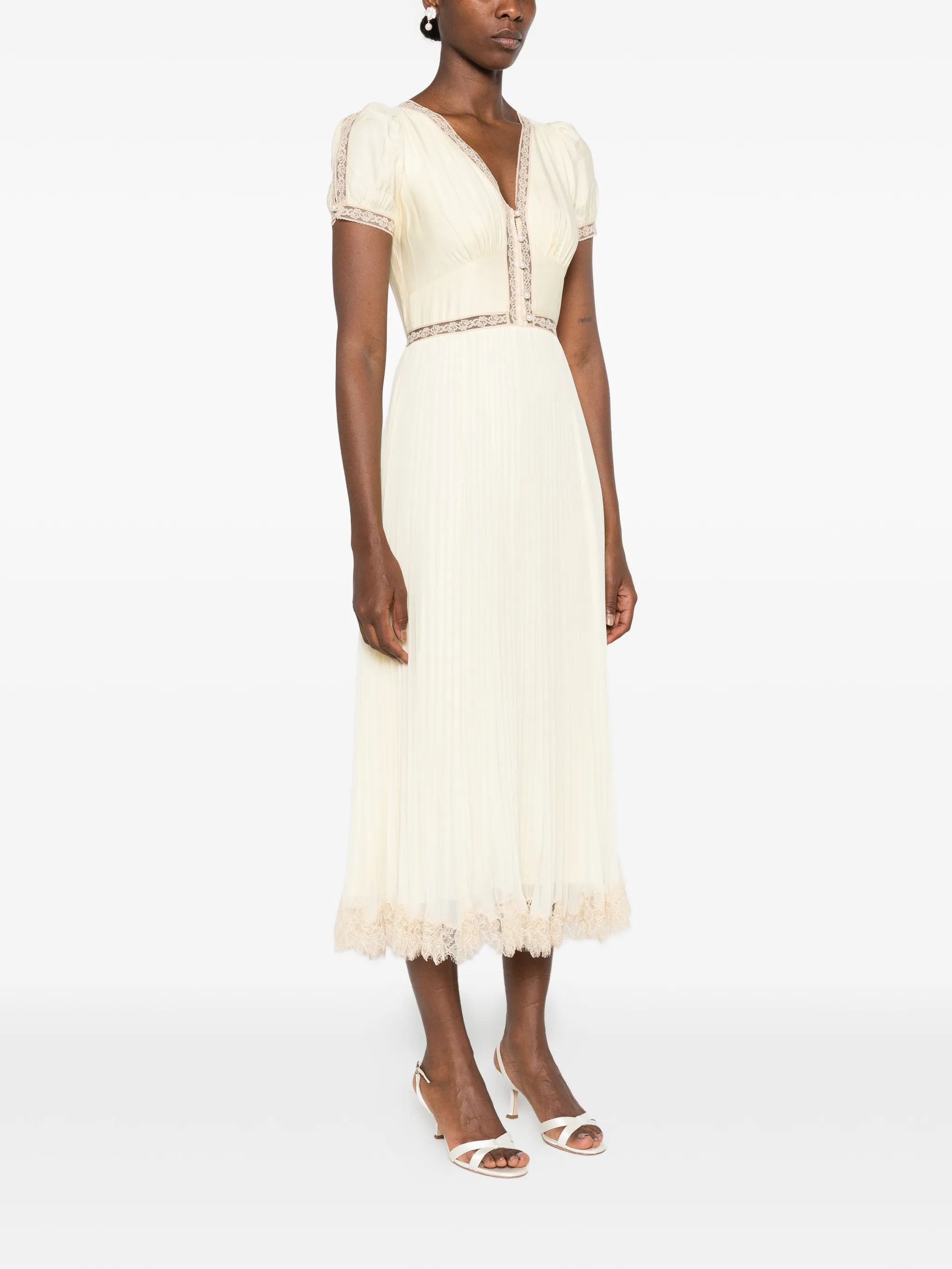 lace-trim midi dress