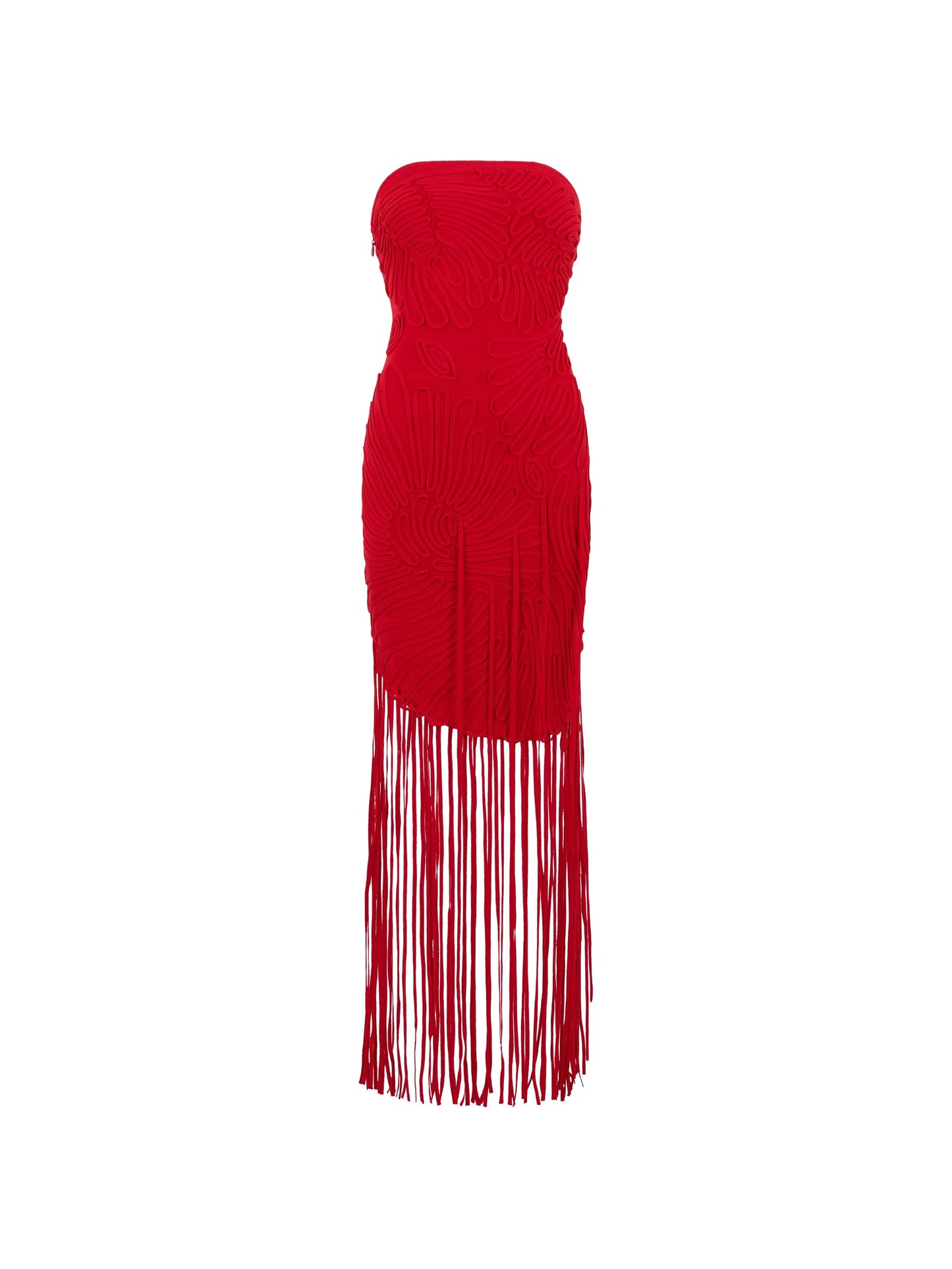 fringe-trim strapless dress
