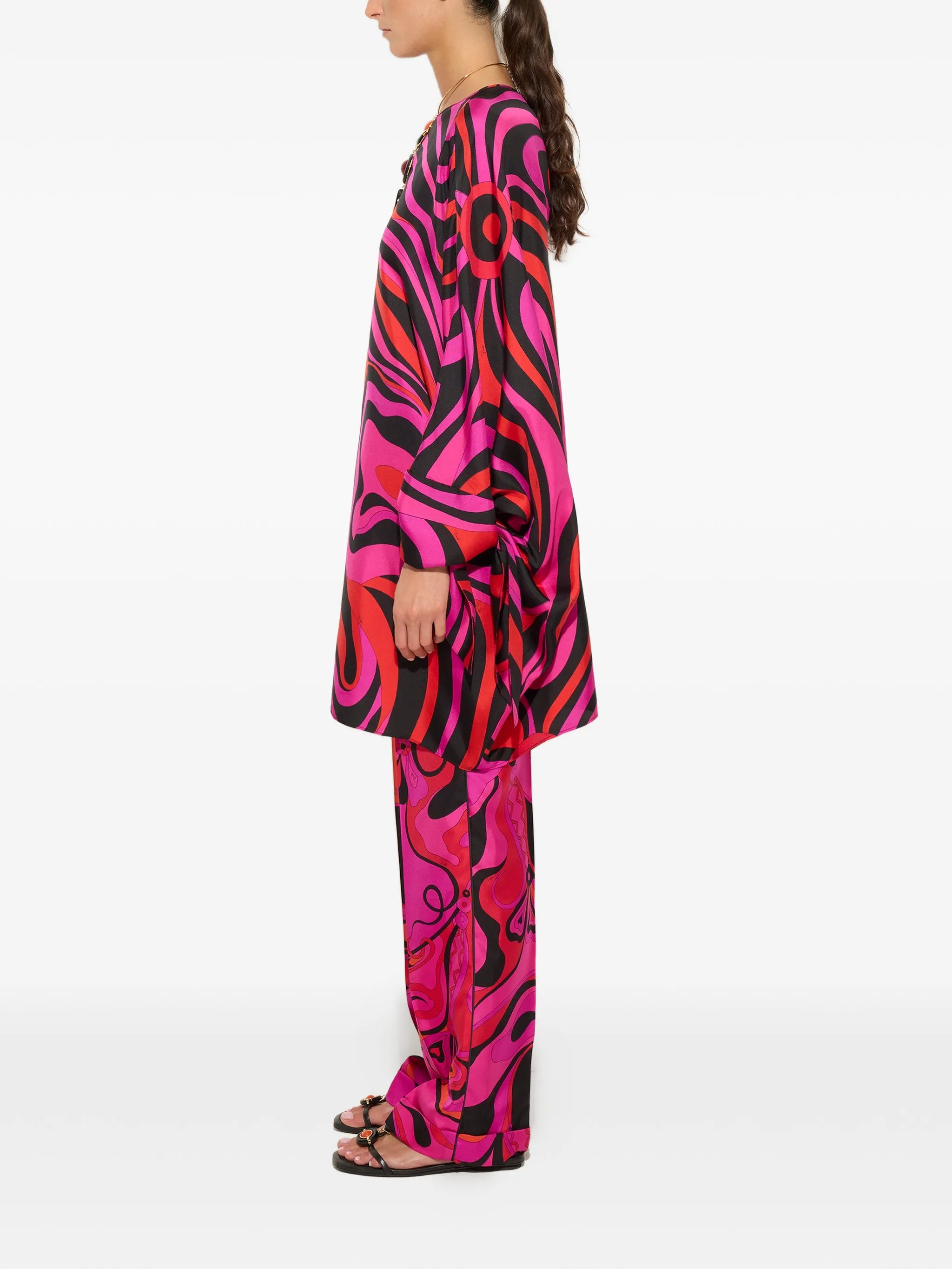 Marmo-print silk kaftan
