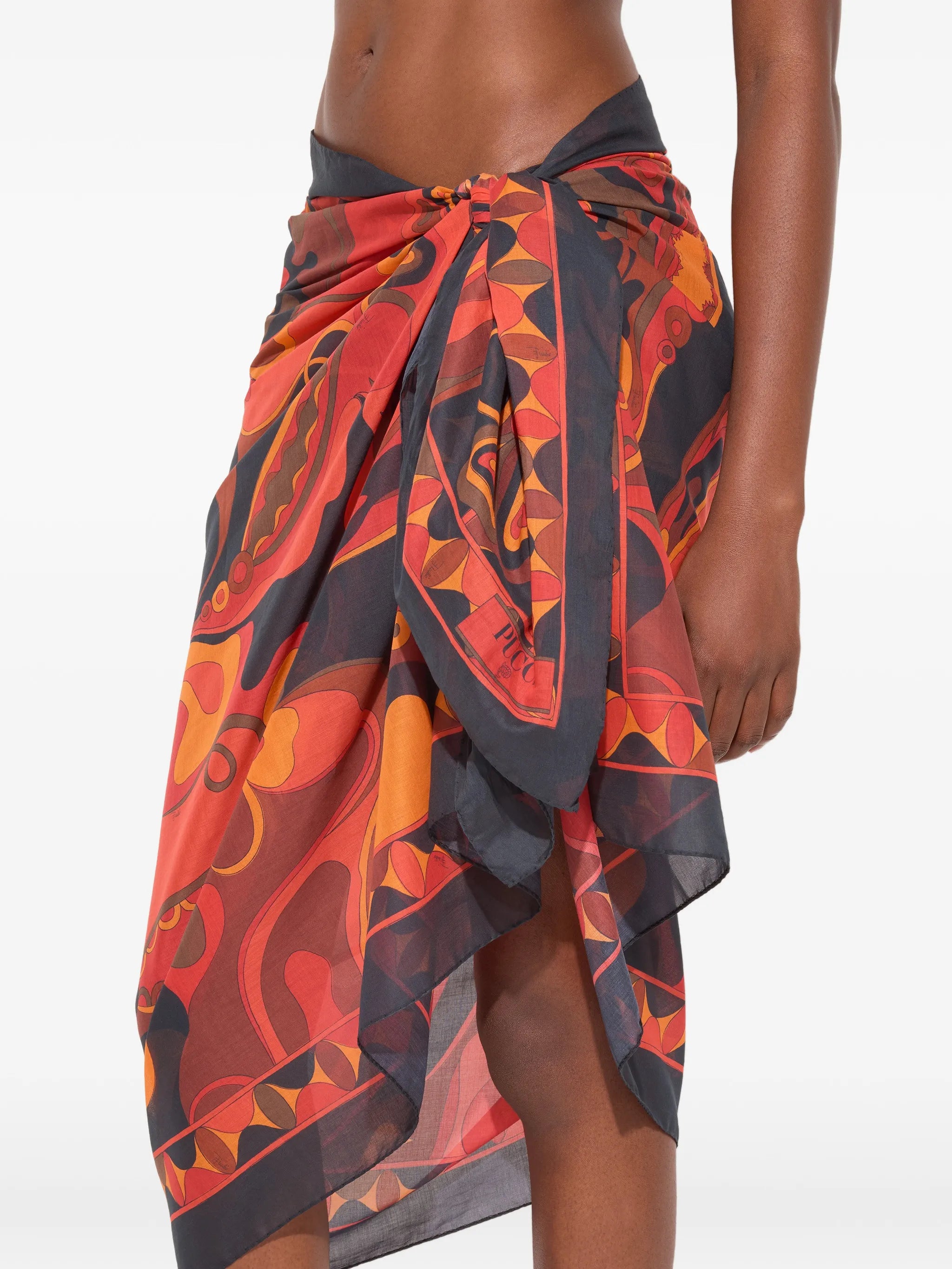 Orchidee-print cotton sarong