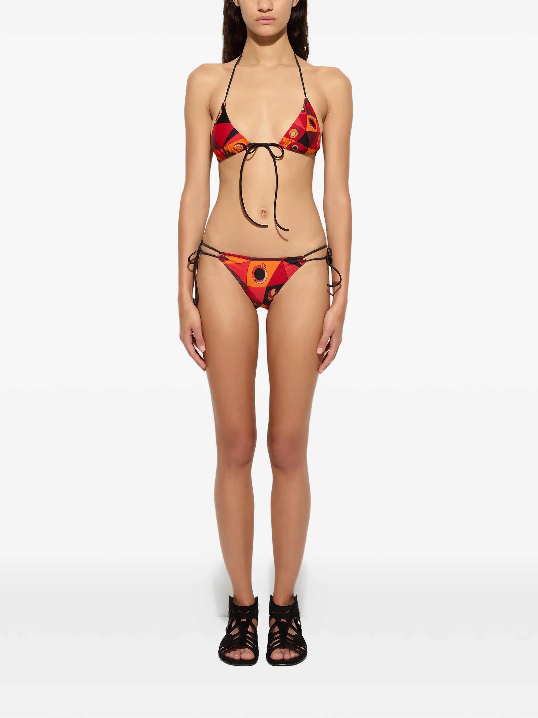 Iride-print side-tie bikini bottoms