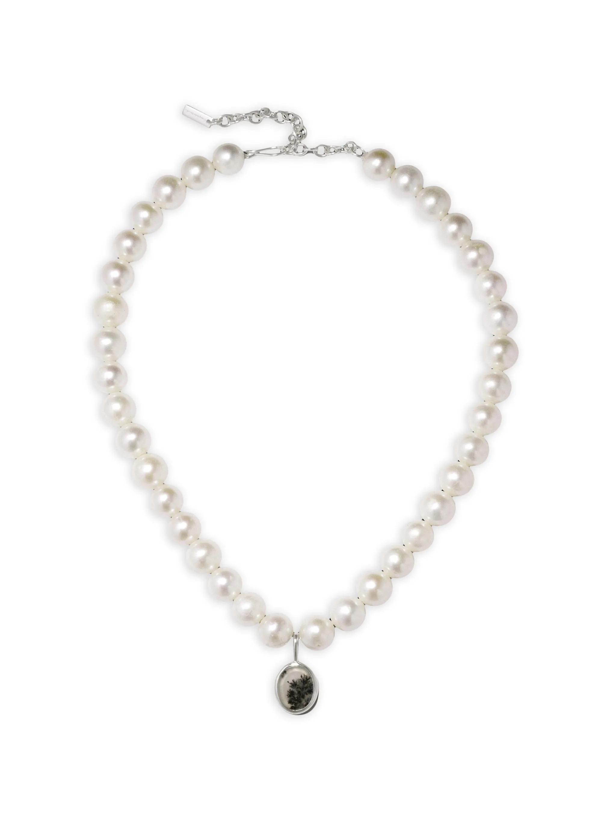 dendritic agate and pearl necklace