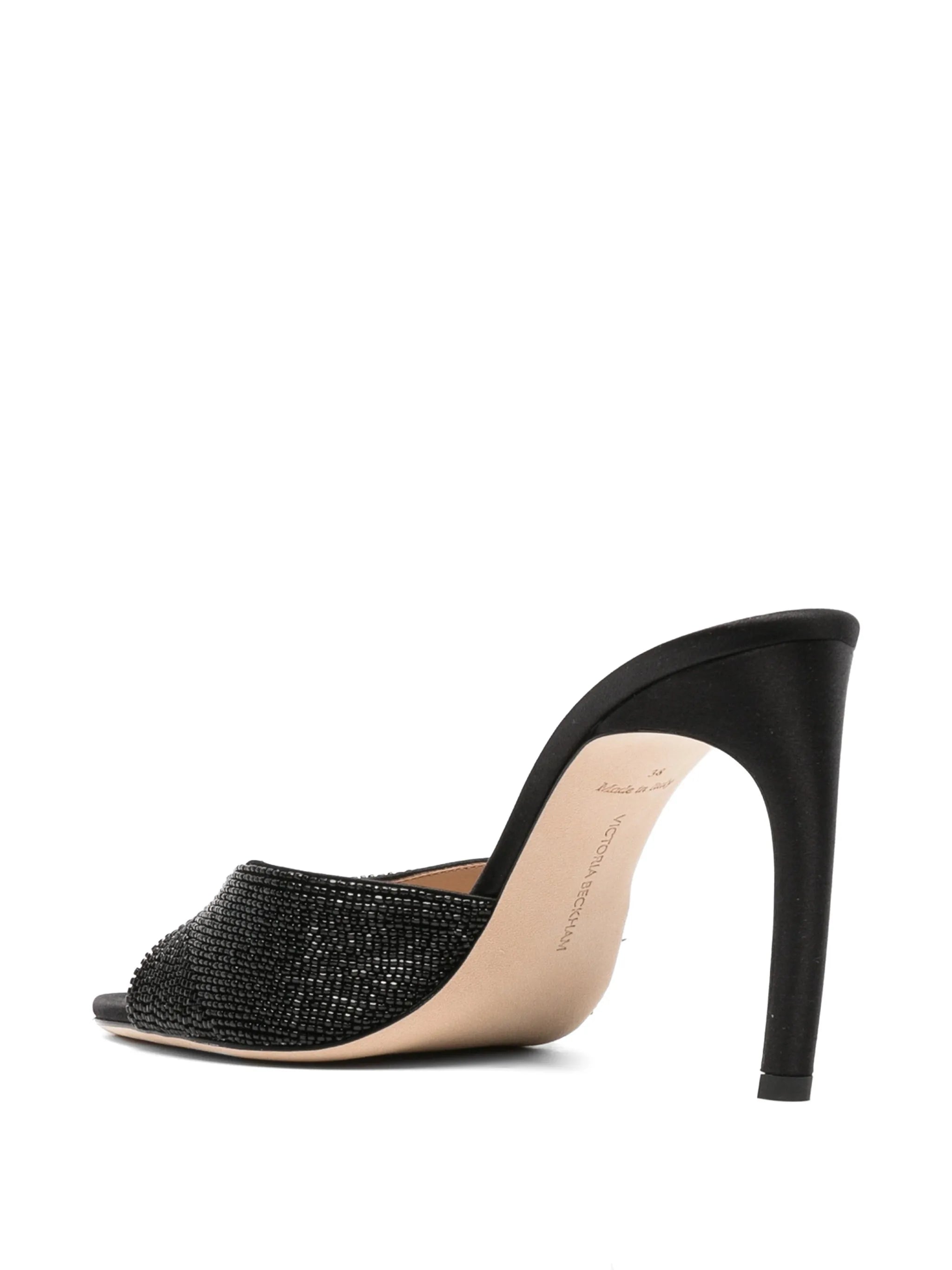 Harlow open-toe mules 100 black beaded satin