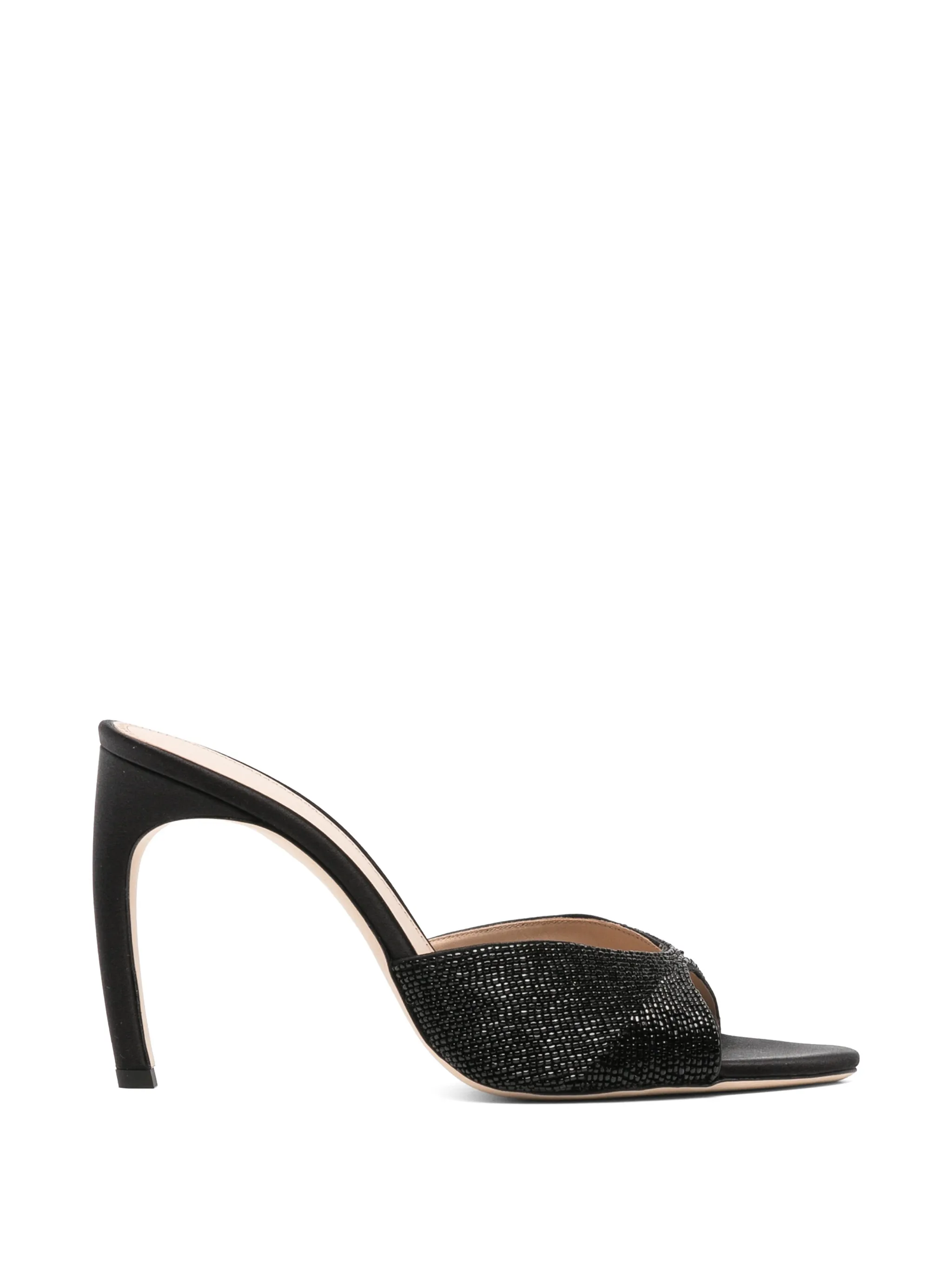 Harlow open-toe mules 100 black beaded satin