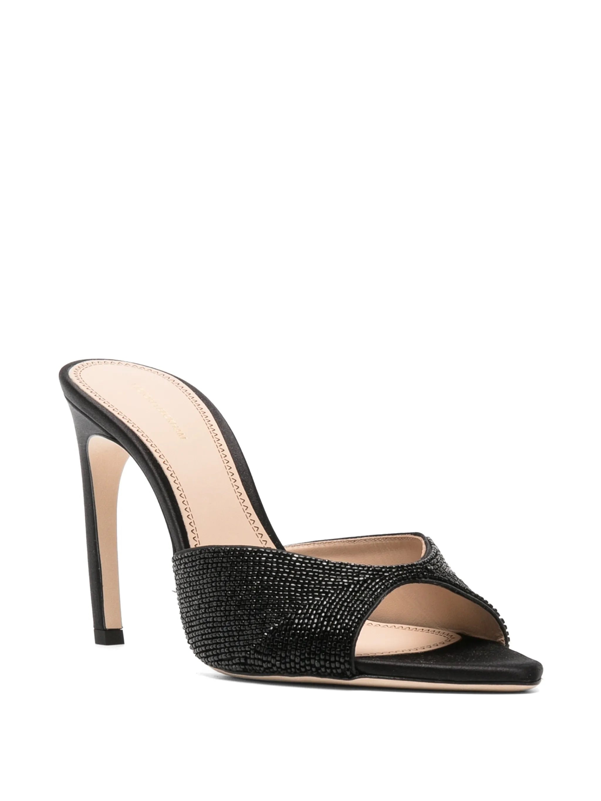 Harlow open-toe mules 100 black beaded satin