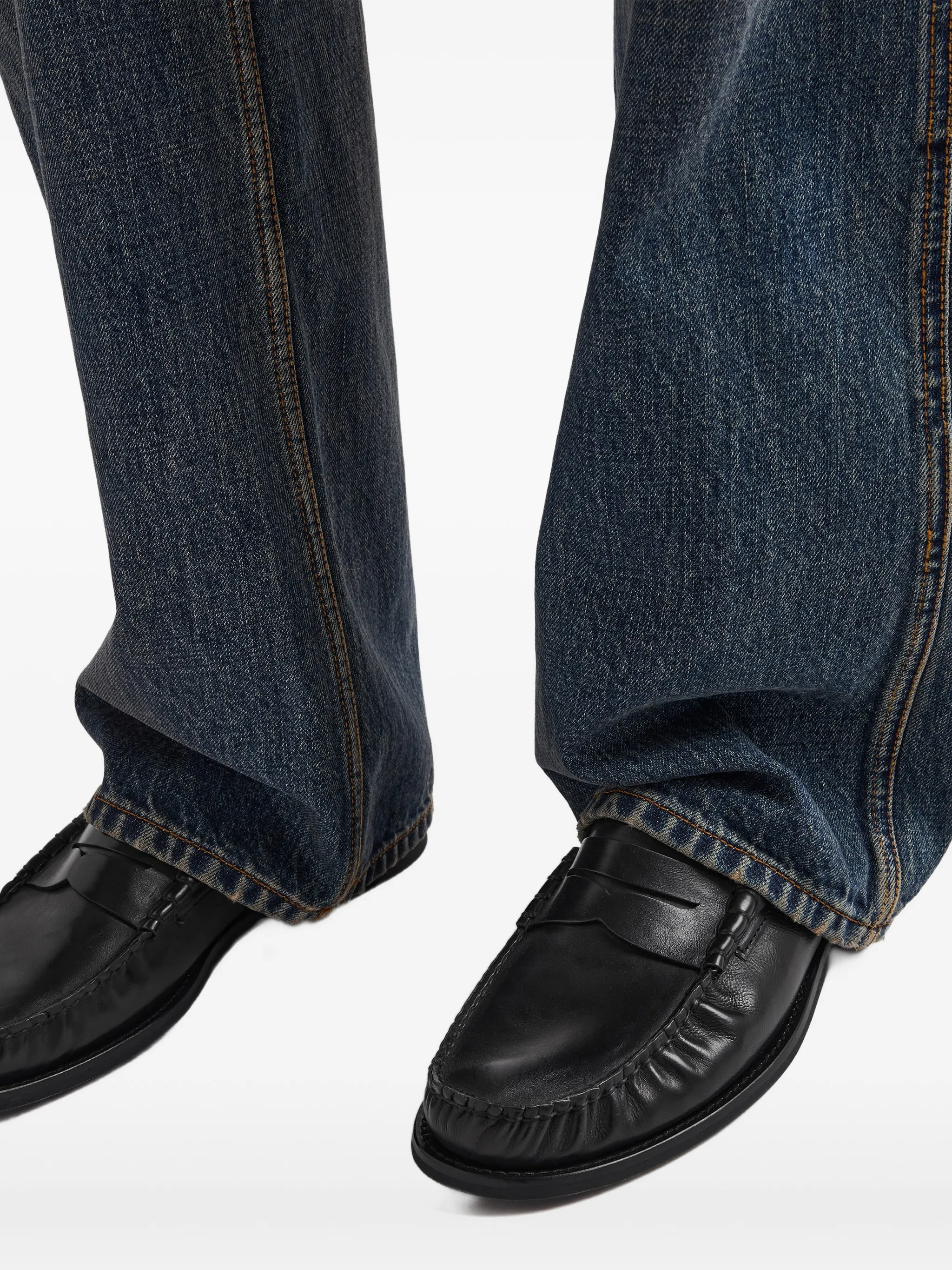 brushed leather loafers