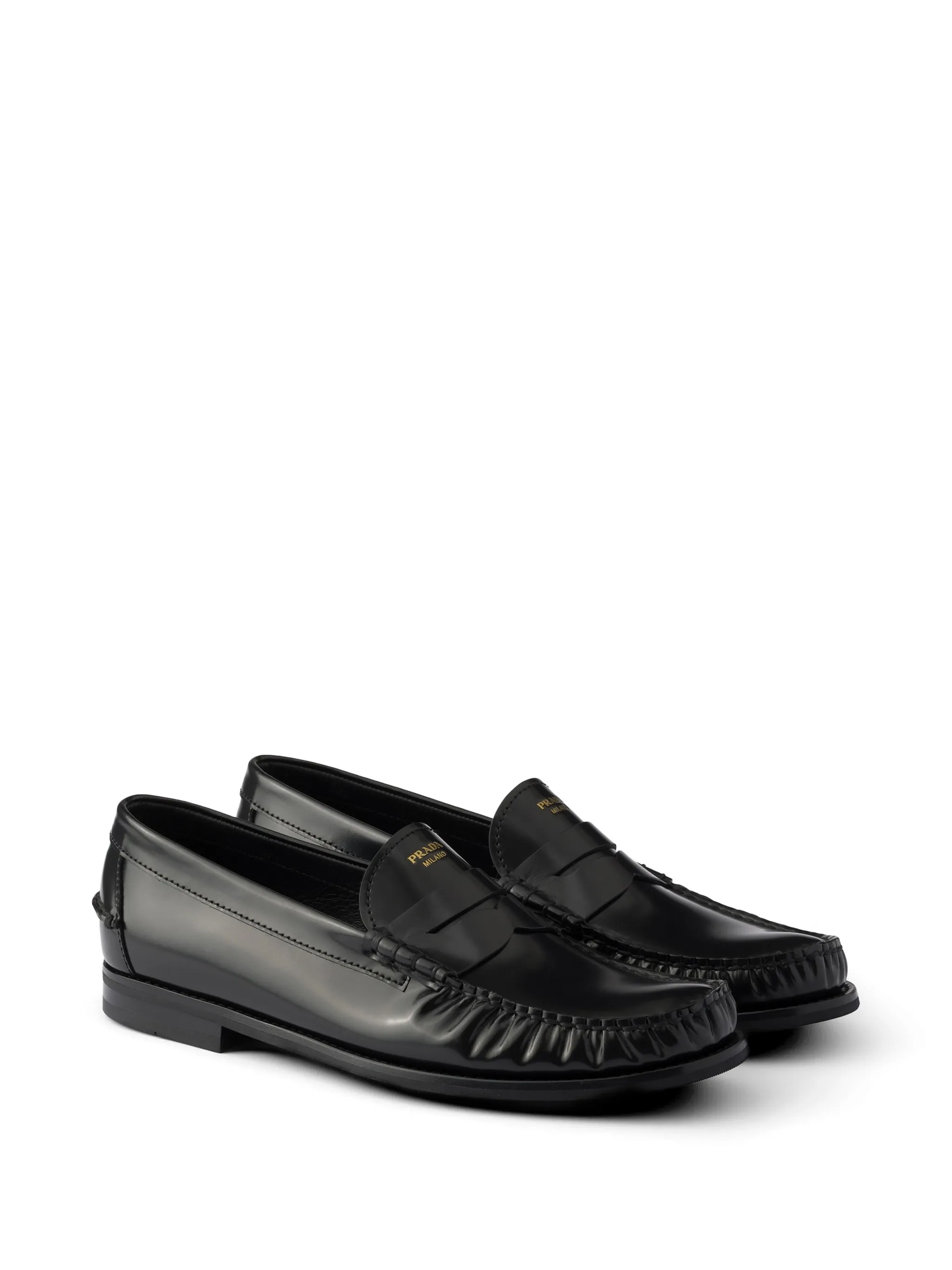 brushed leather loafers