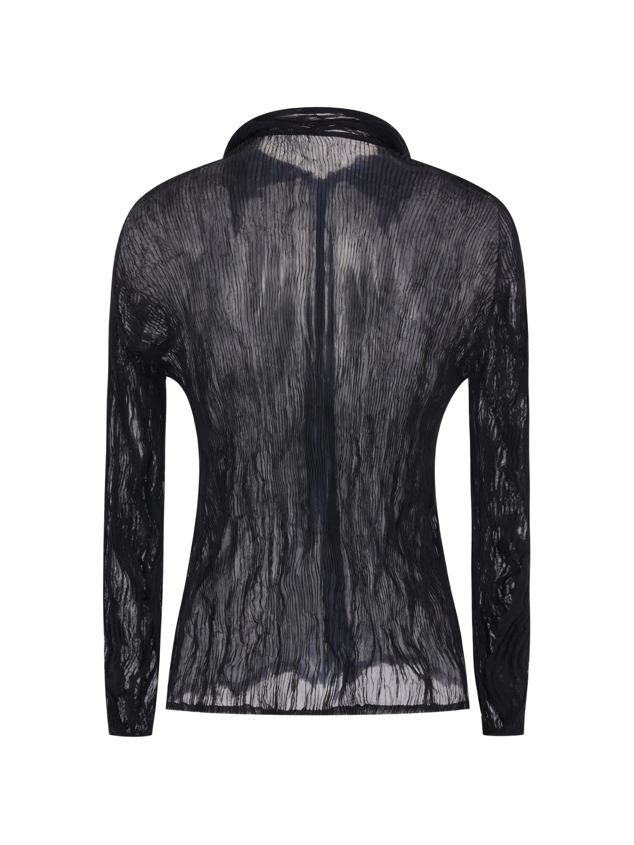 pleated semi-sheer cardigan