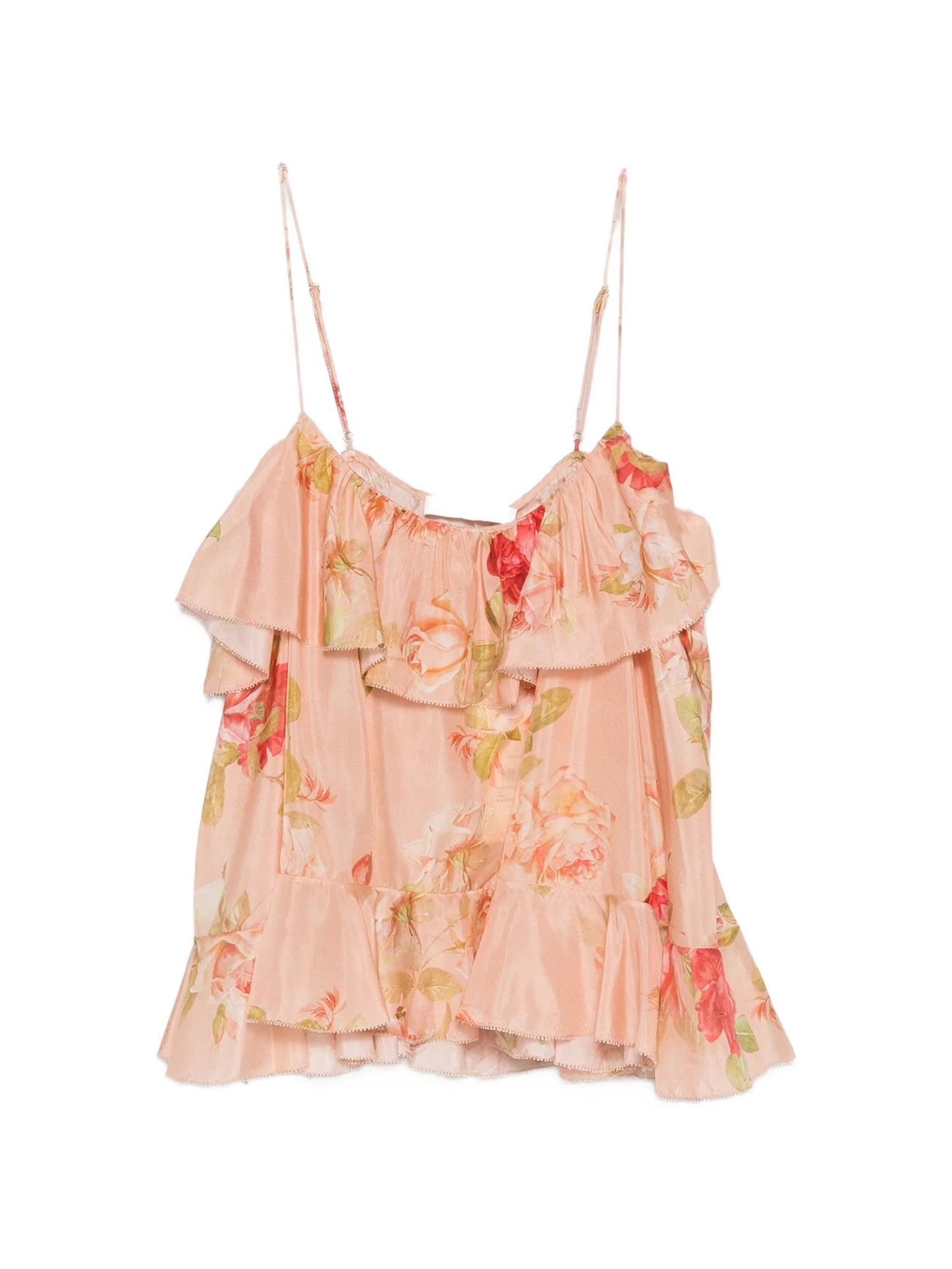 floral-print ruffled top