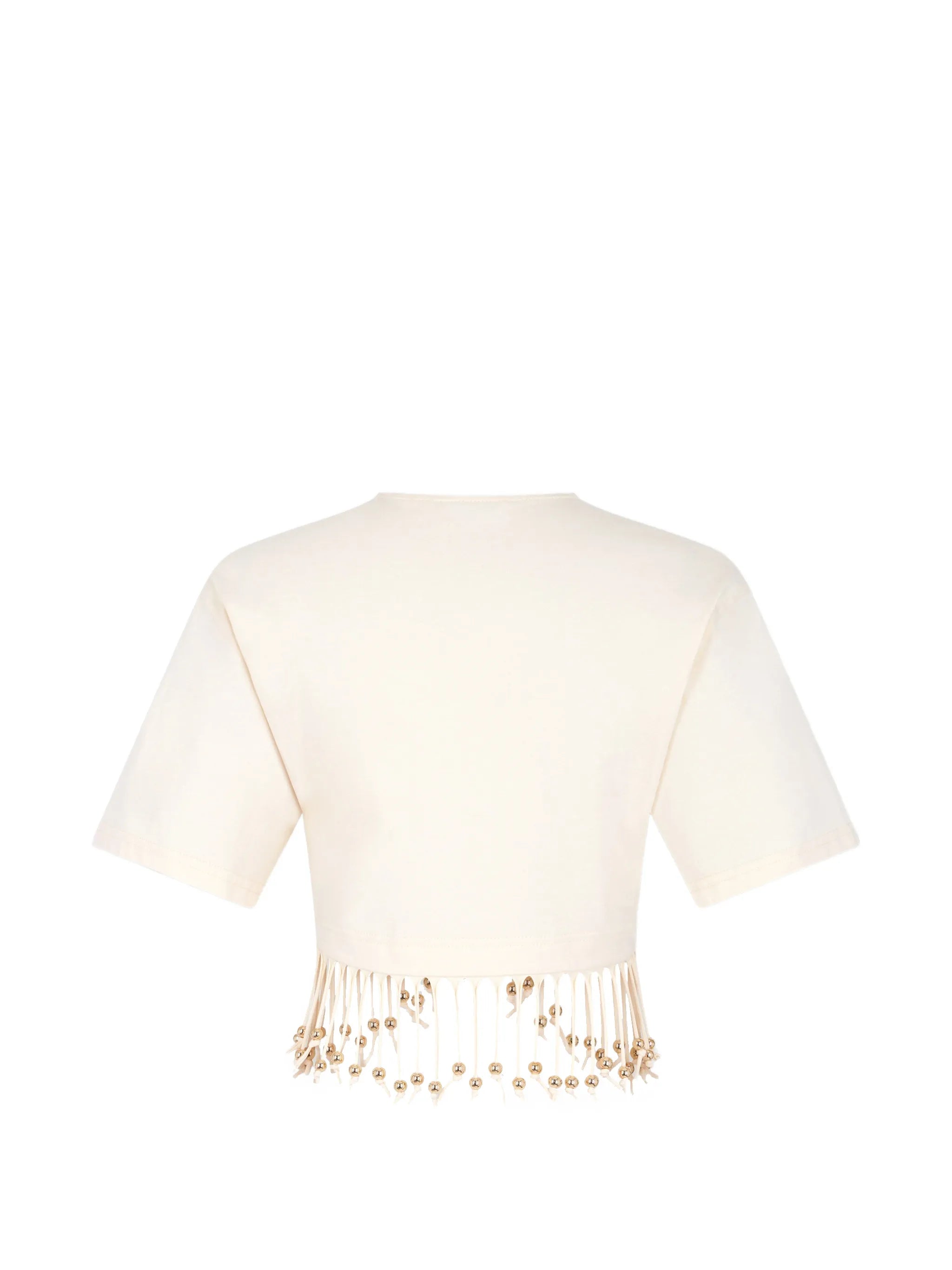 beaded fringe-detail crop top