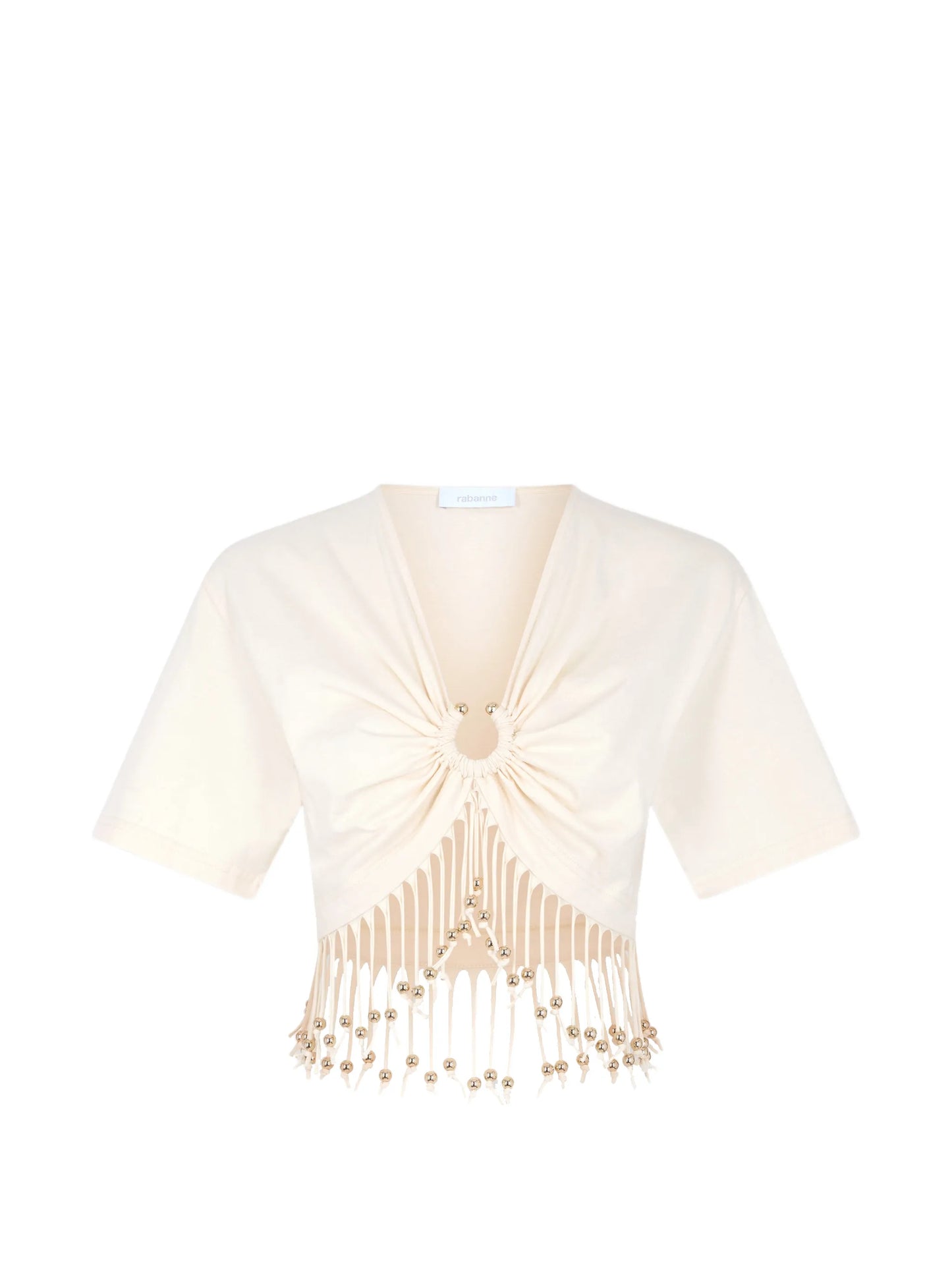 beaded fringe-detail crop top