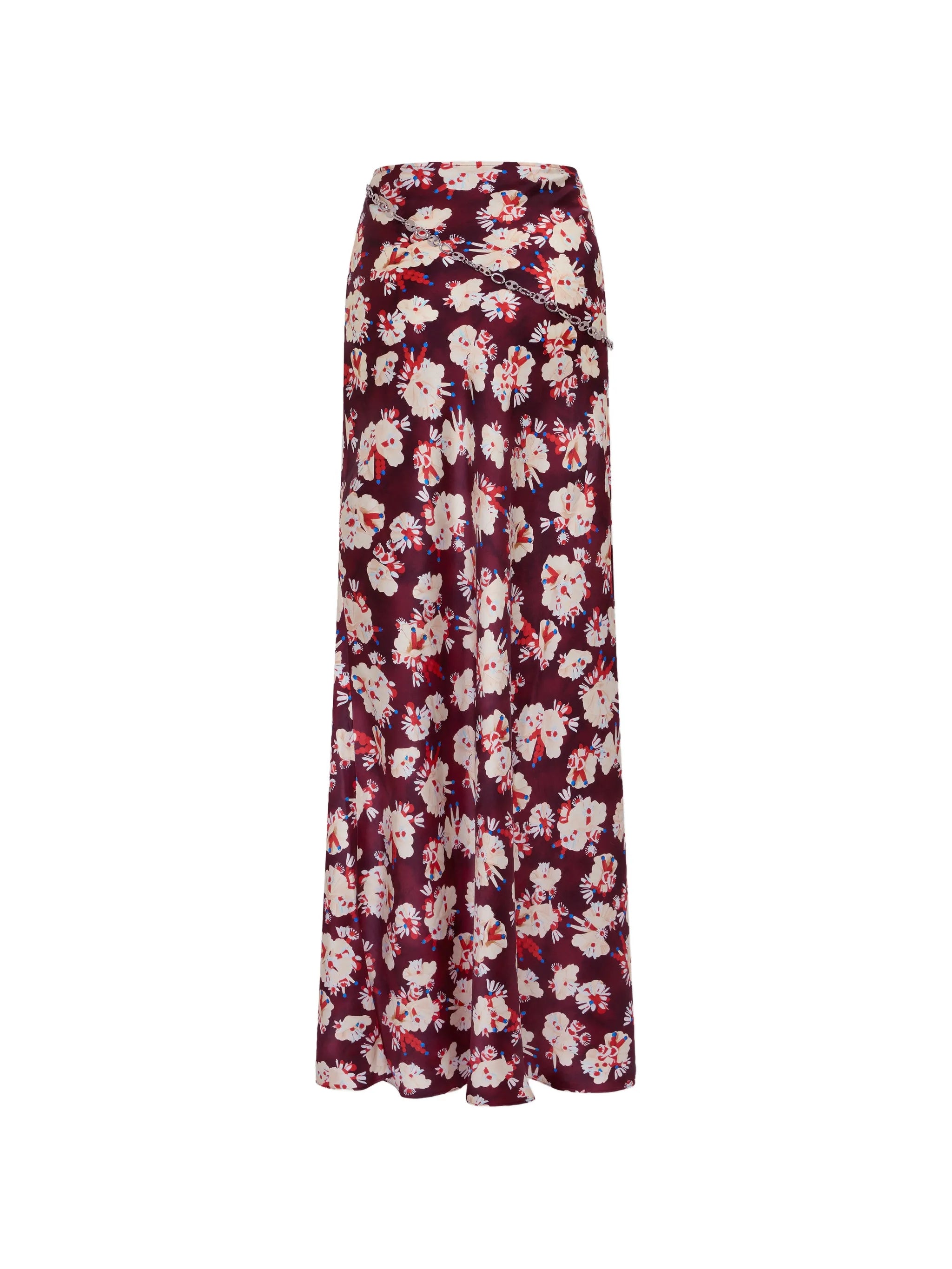 floral-pattern silk maxi skirt