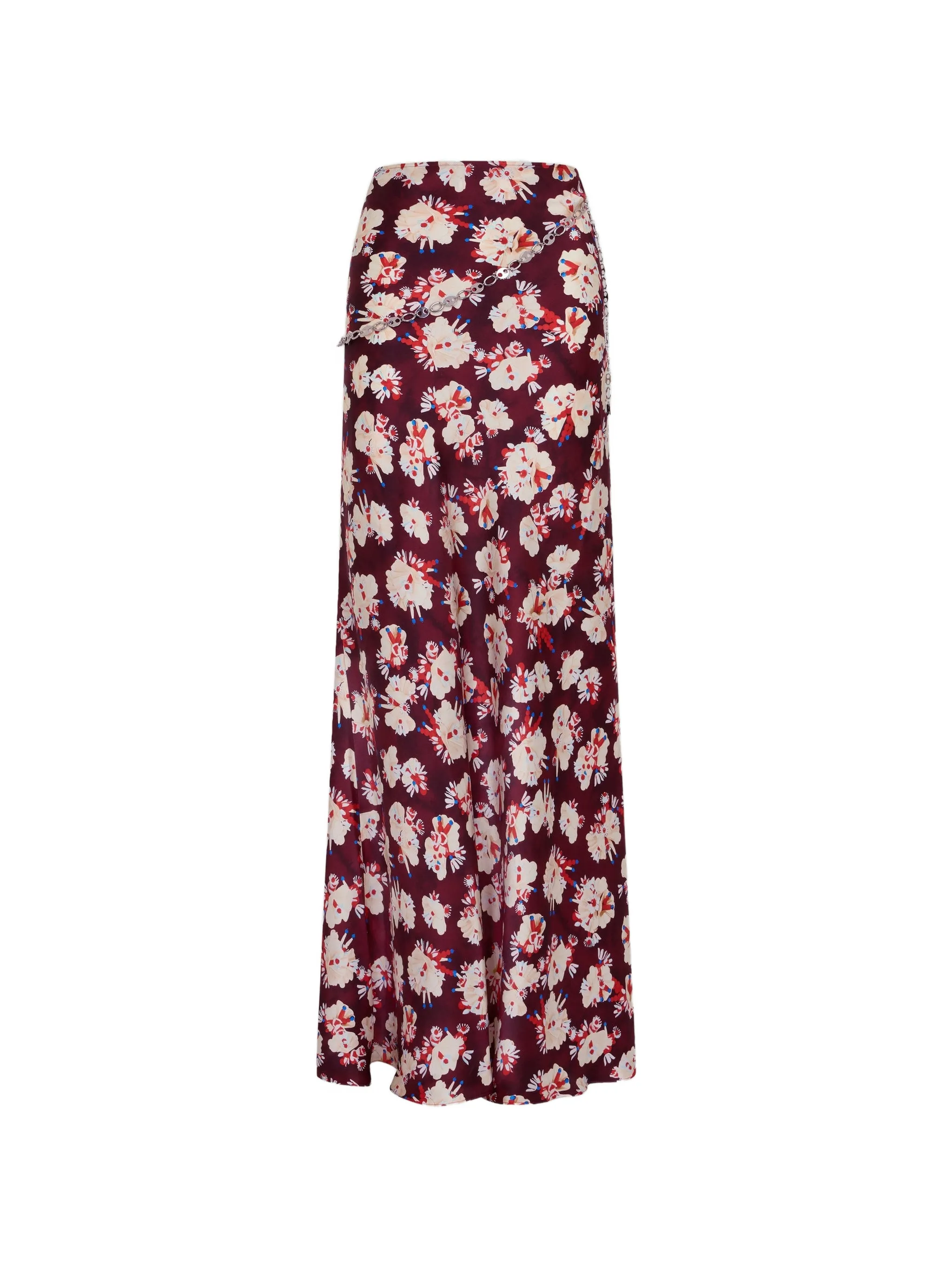floral-patterned skirt in satin silk