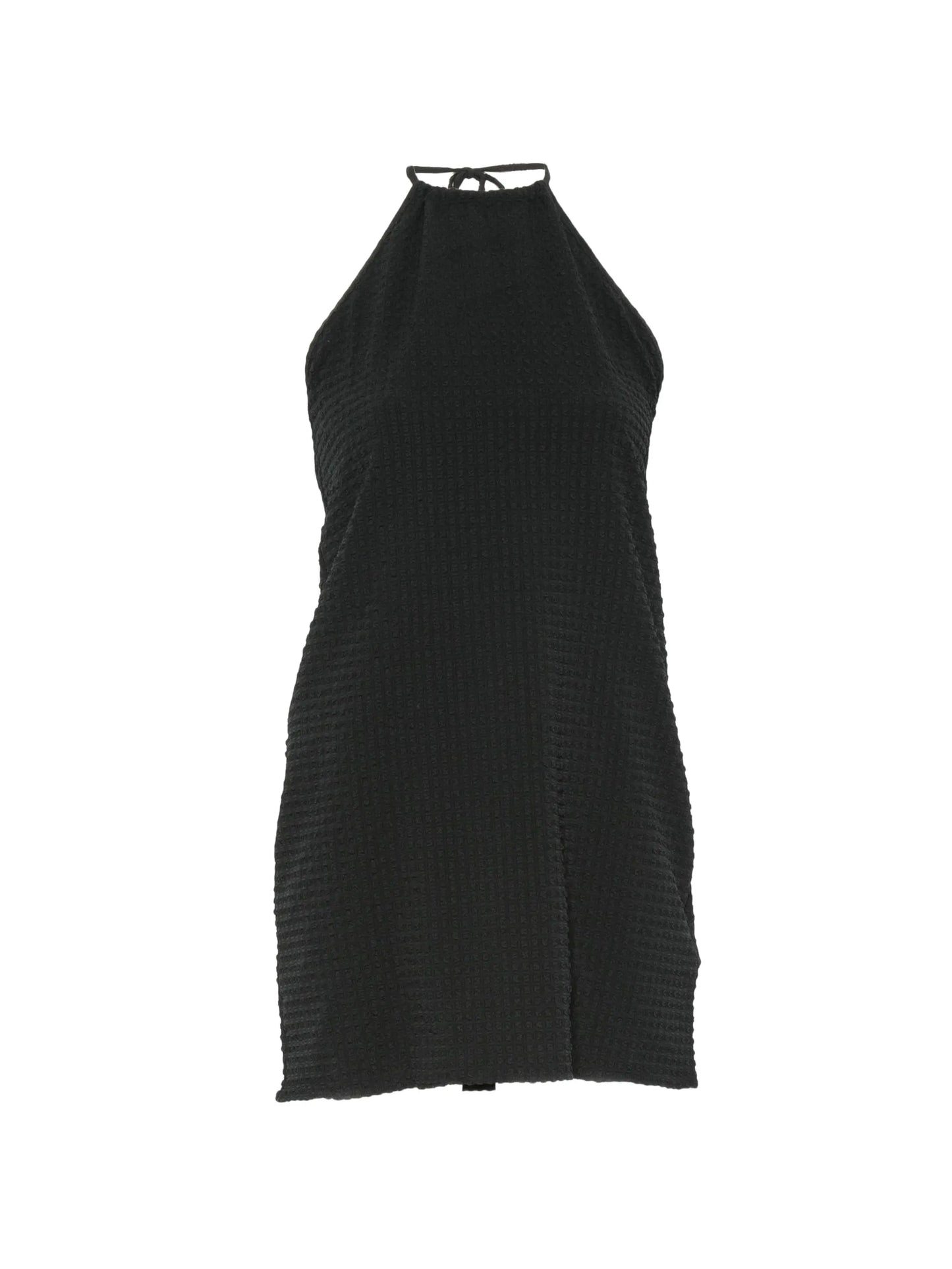 halterneck crinkle-effect mini dress