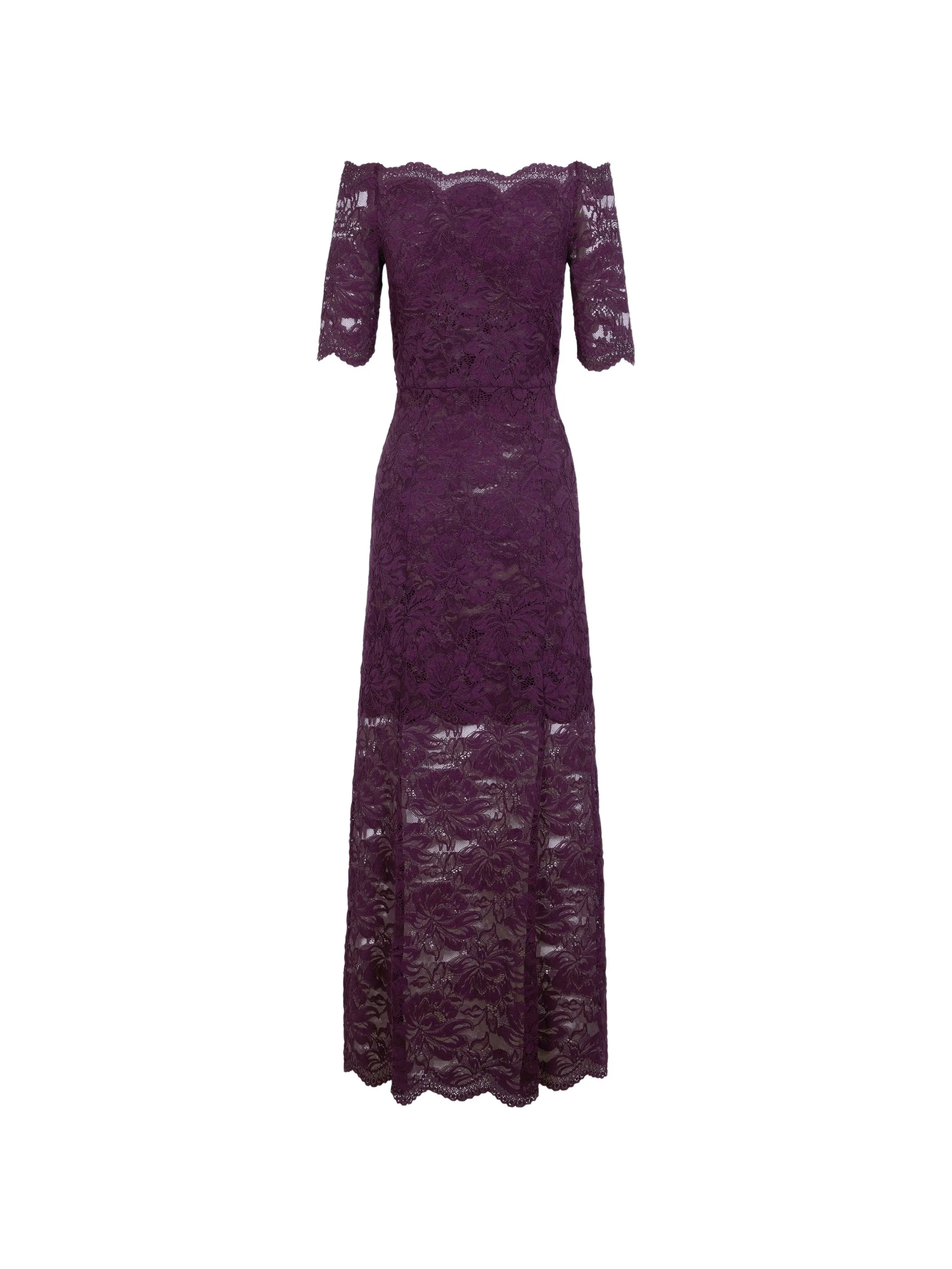 midi dress in magenta layered lace