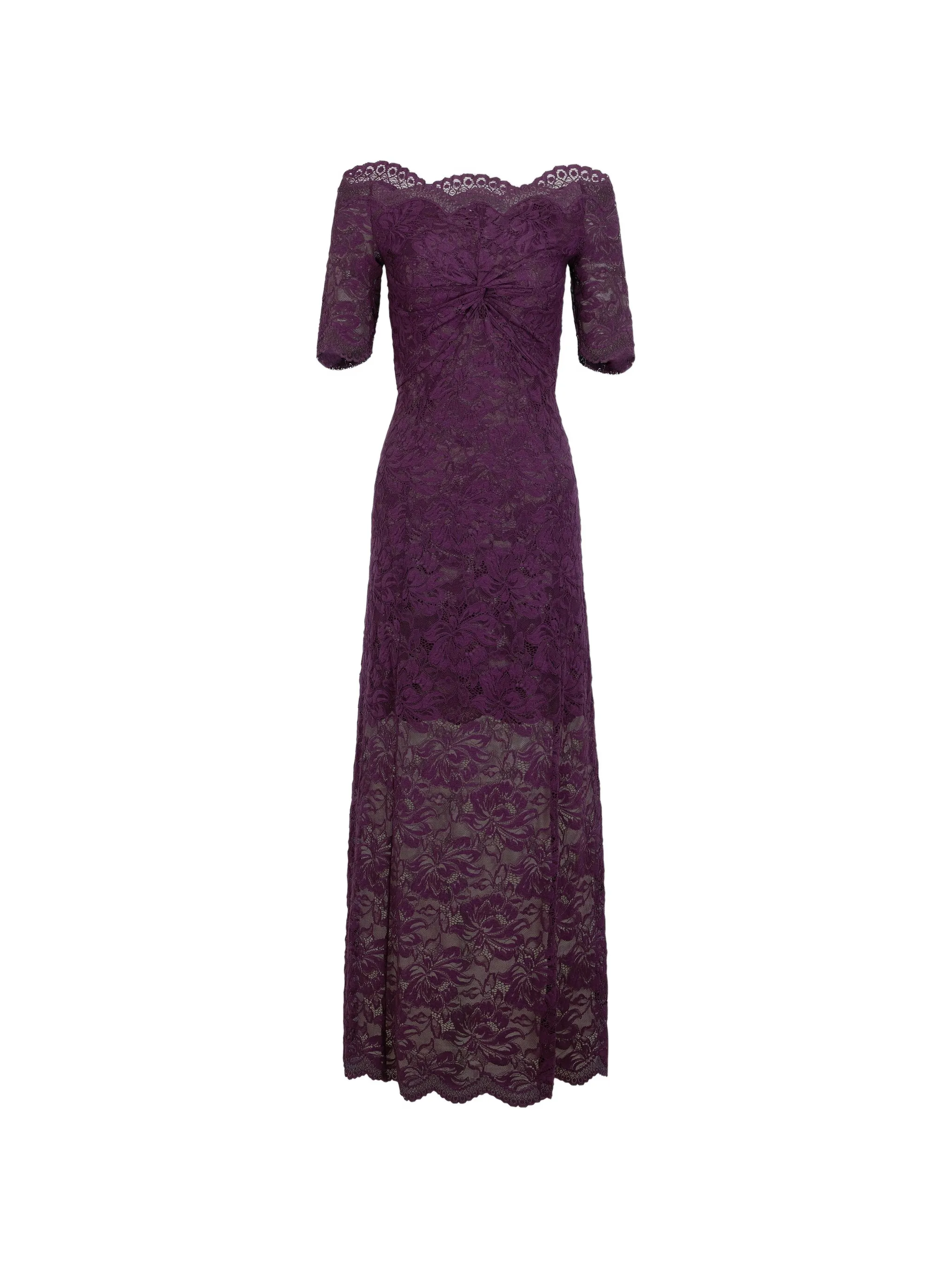 midi dress in magenta layered lace