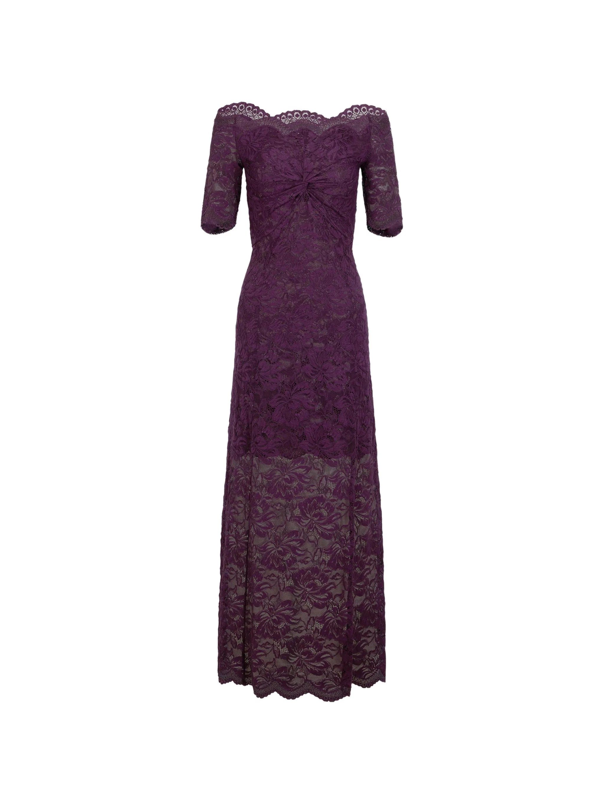 midi dress in magenta layered lace