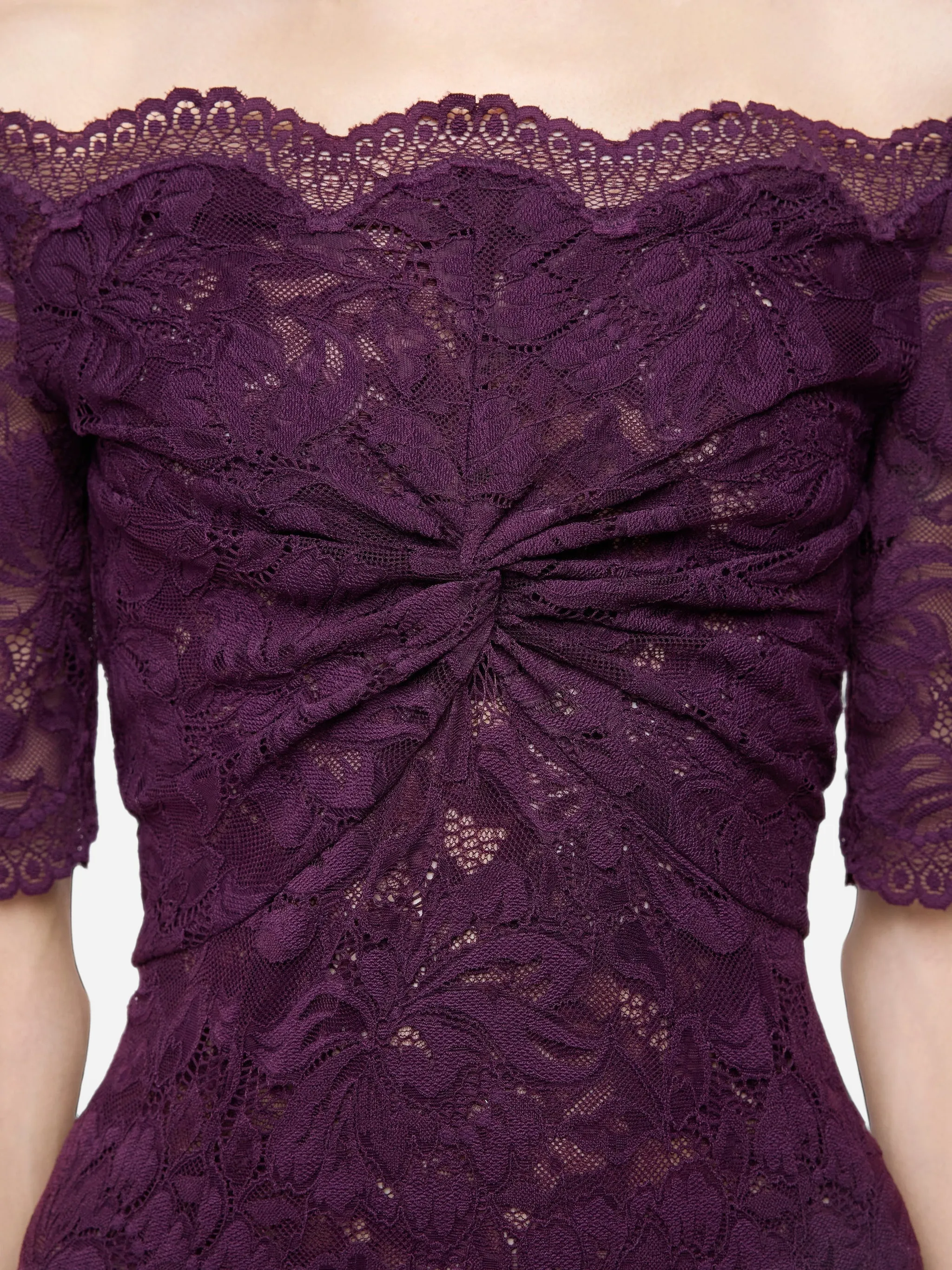 midi dress in magenta layered lace