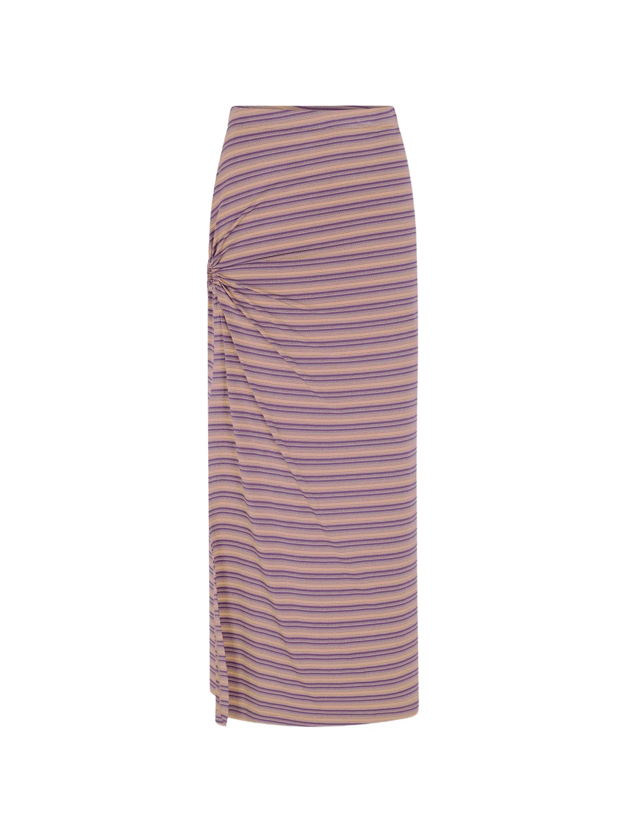 piercing-detail striped maxi skirt