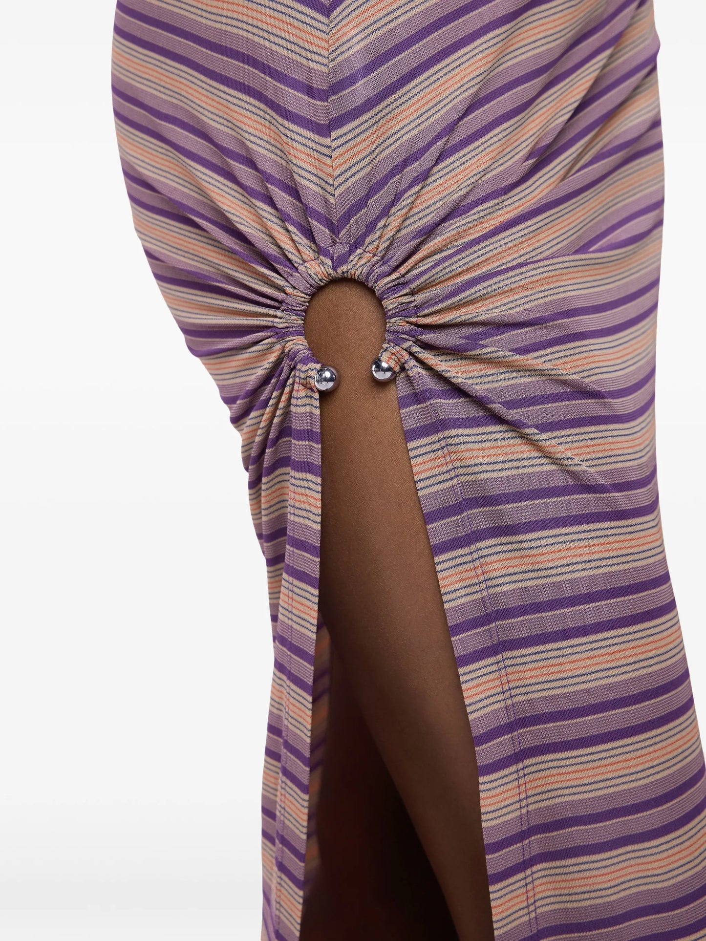piercing-detail striped maxi skirt