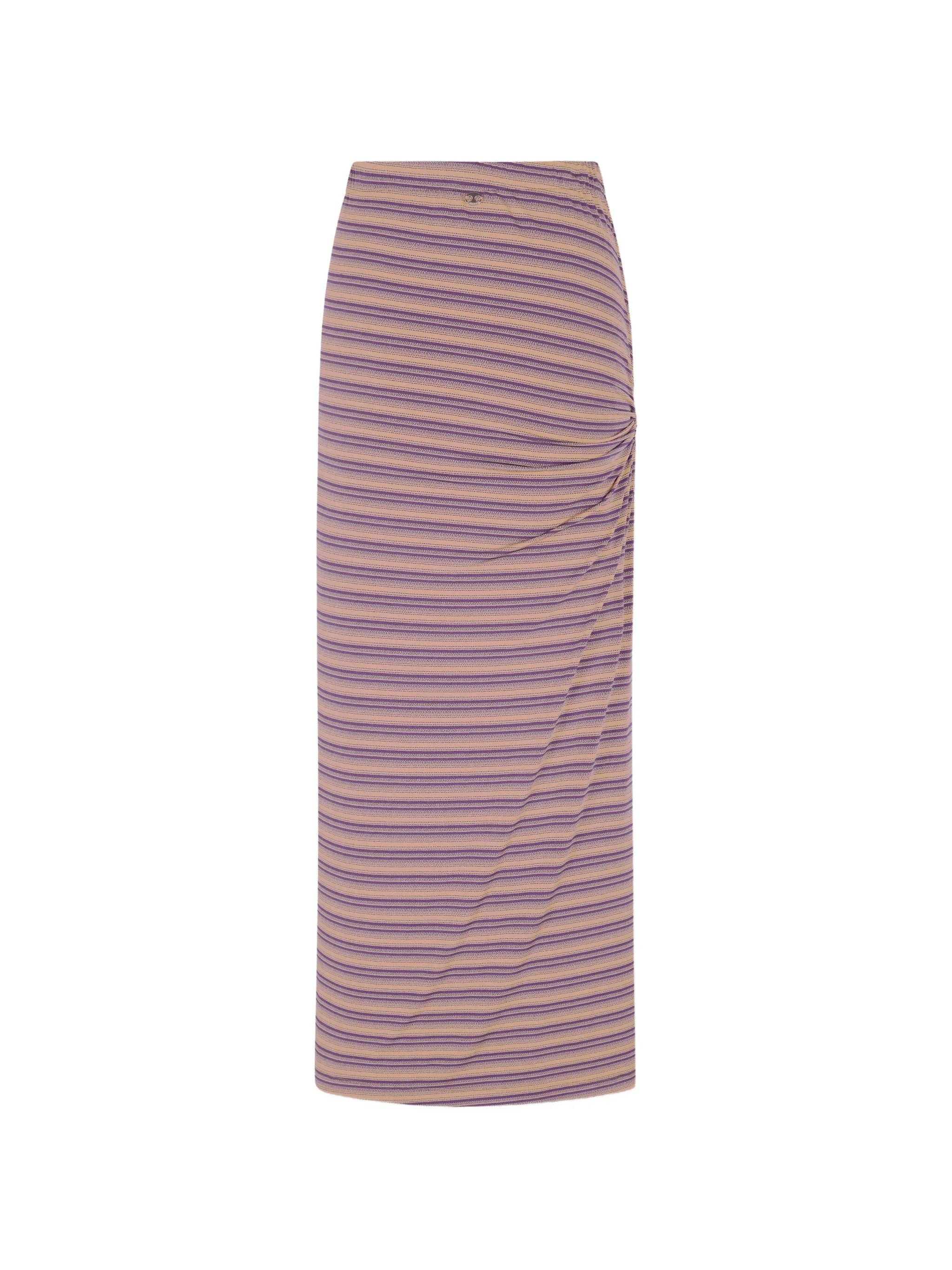 piercing-detail striped maxi skirt