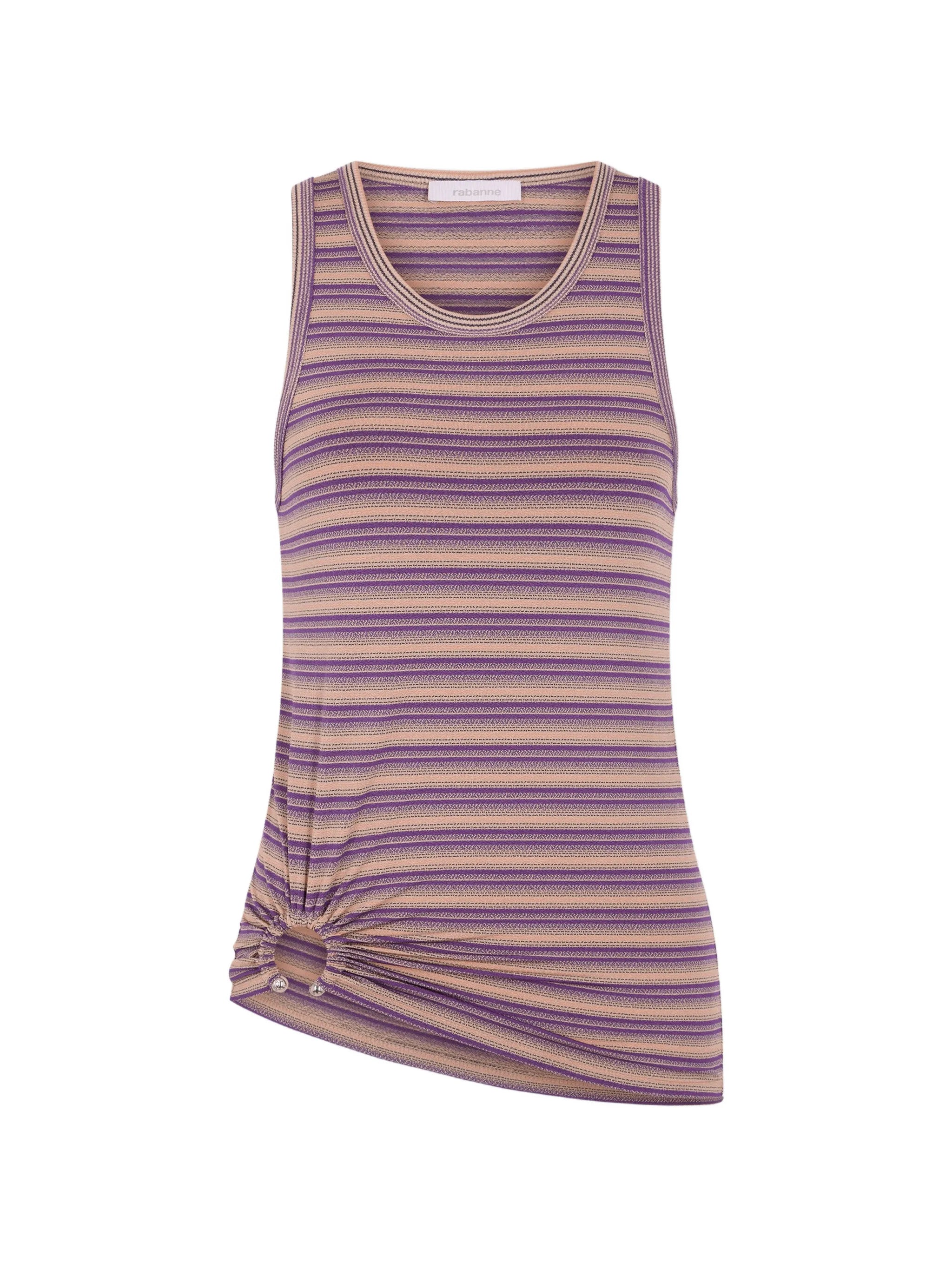striped piercing-detail tank top