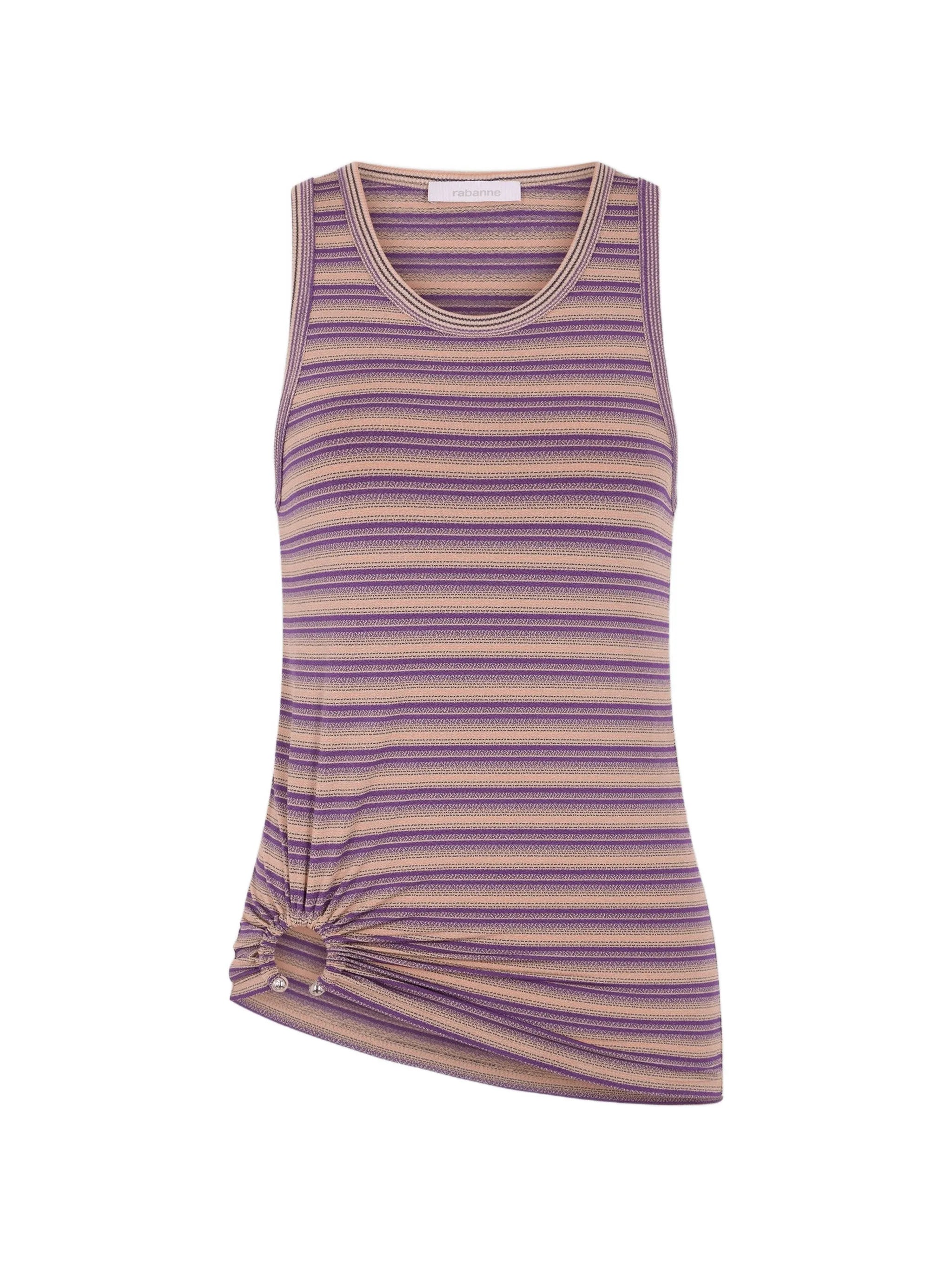 striped piercing tank top