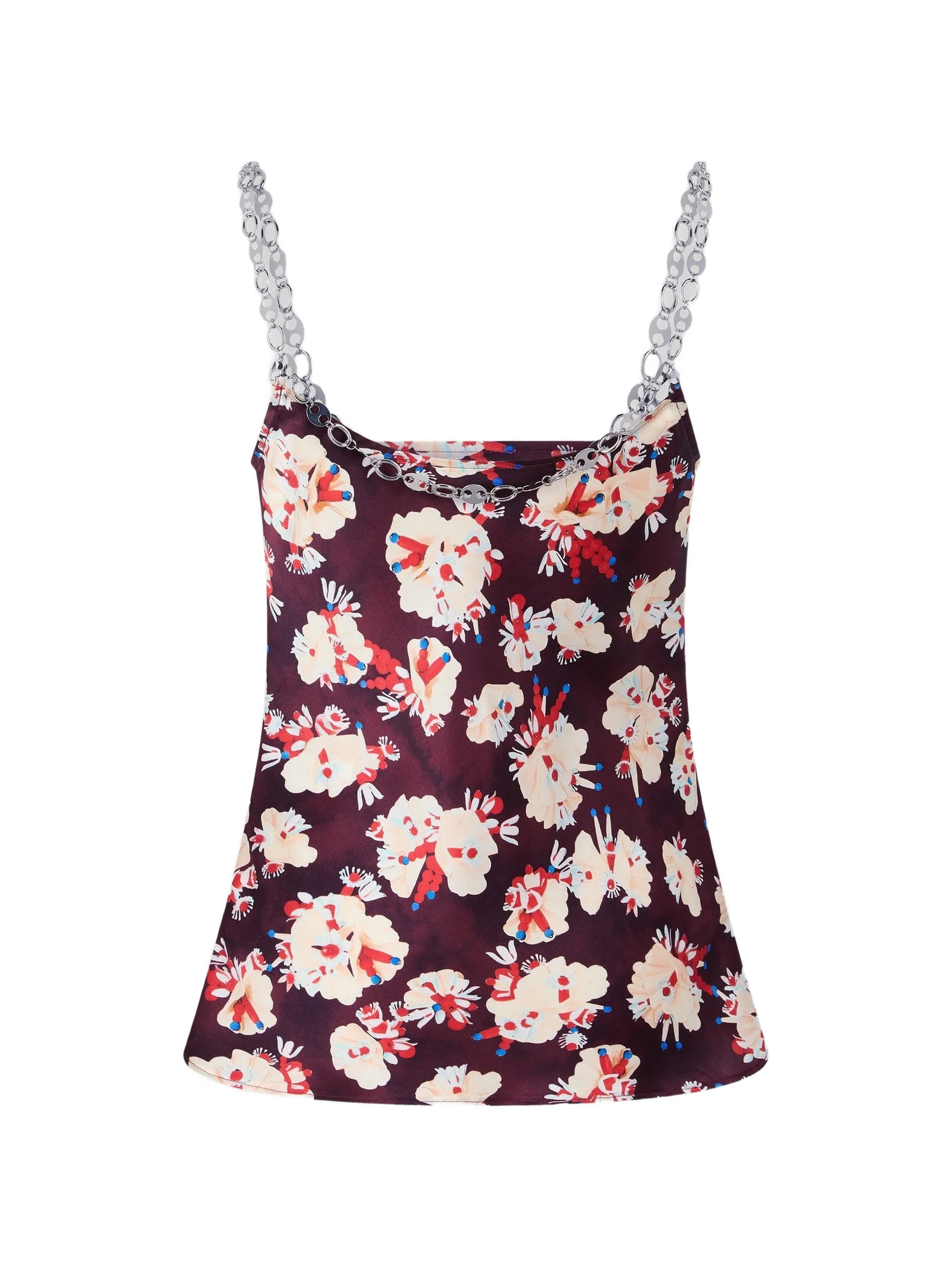 floral-patterned top in satin silk
