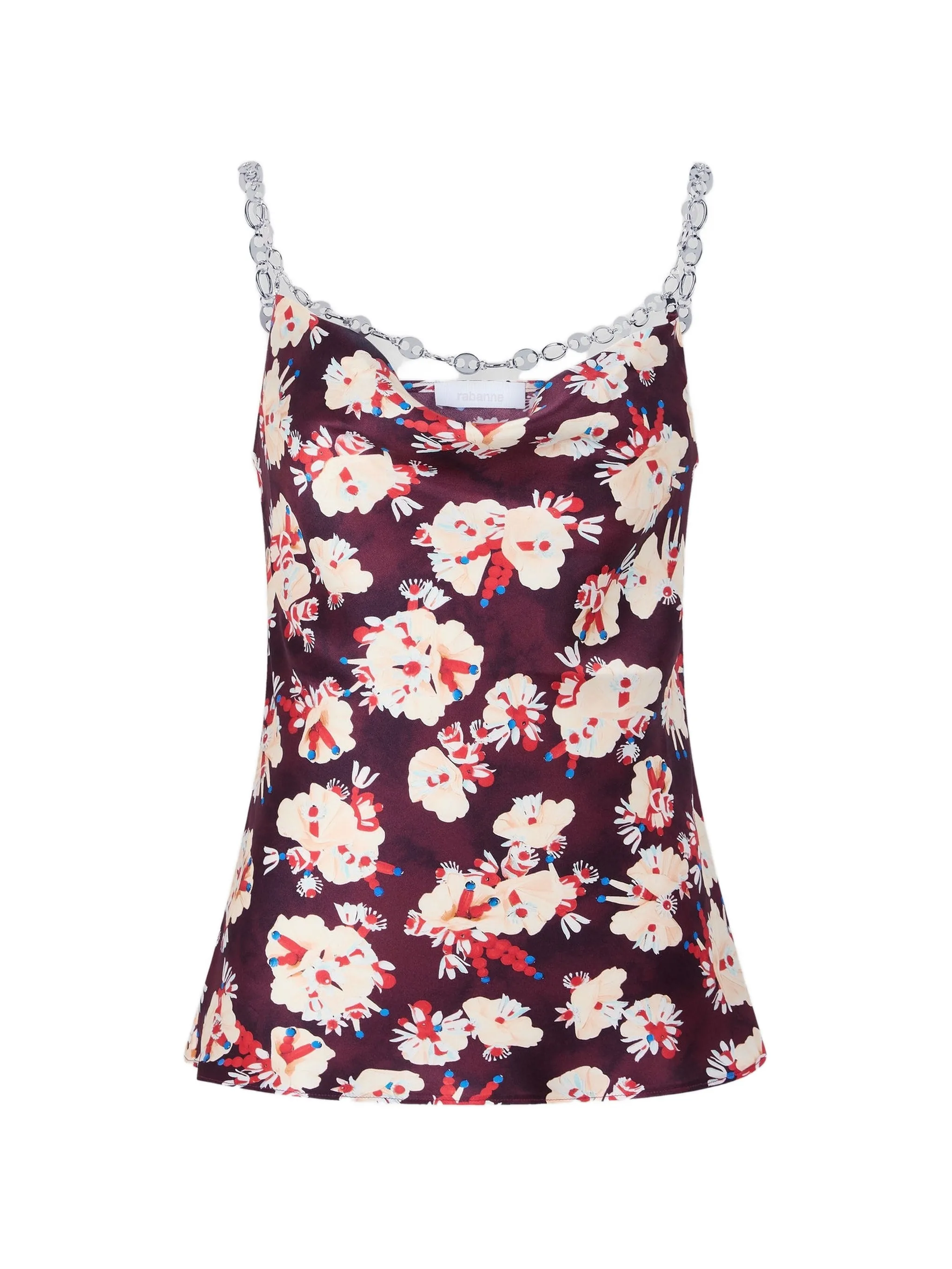 floral-patterned top in satin silk