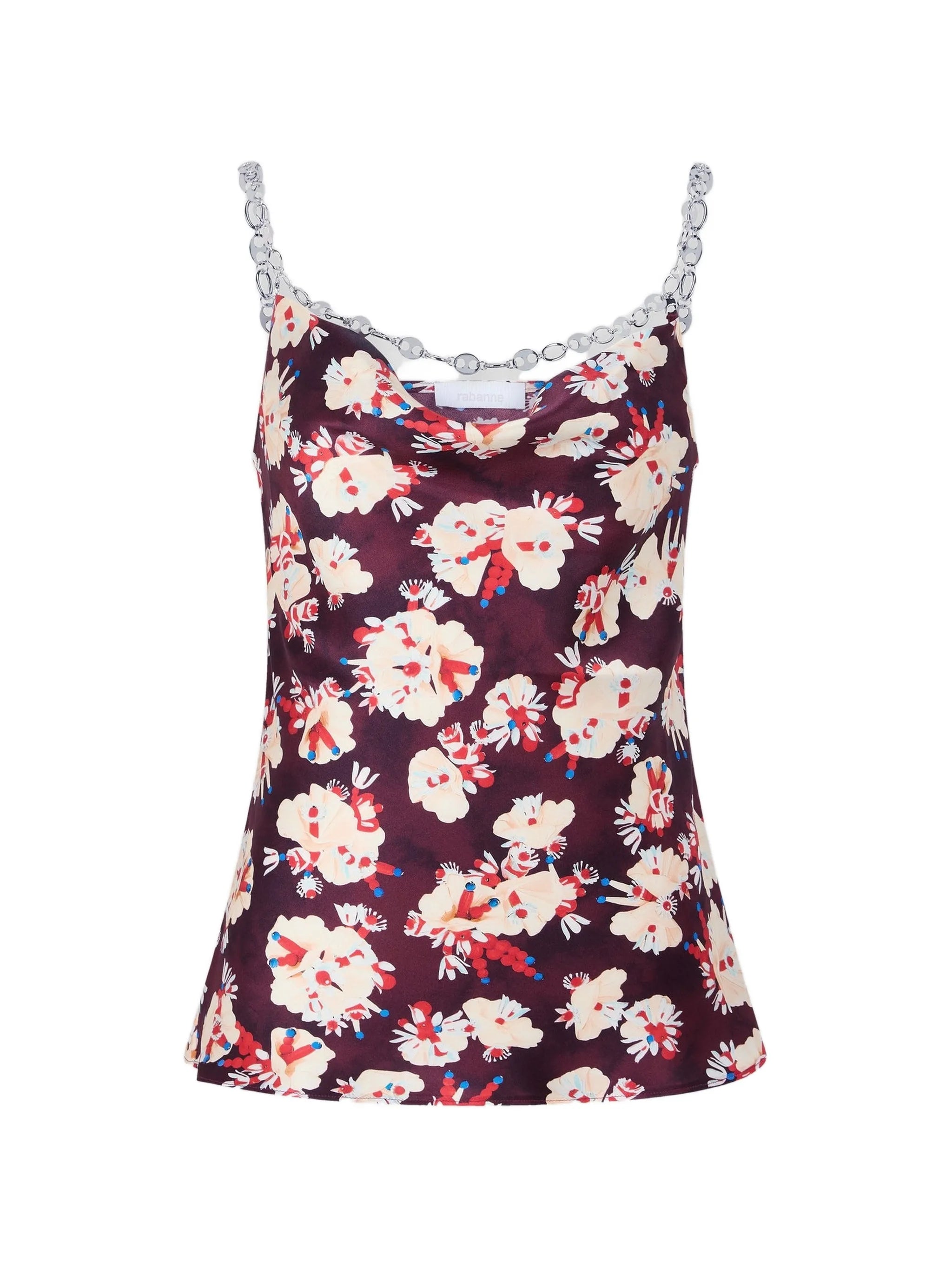 floral-patterned top in satin silk